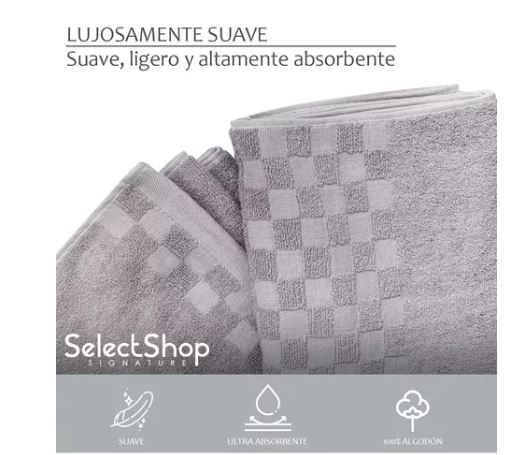 Foto 4 pulgar | Toallas de Baño SelectShop Gris de Algodón Absorbente 2 Piezas