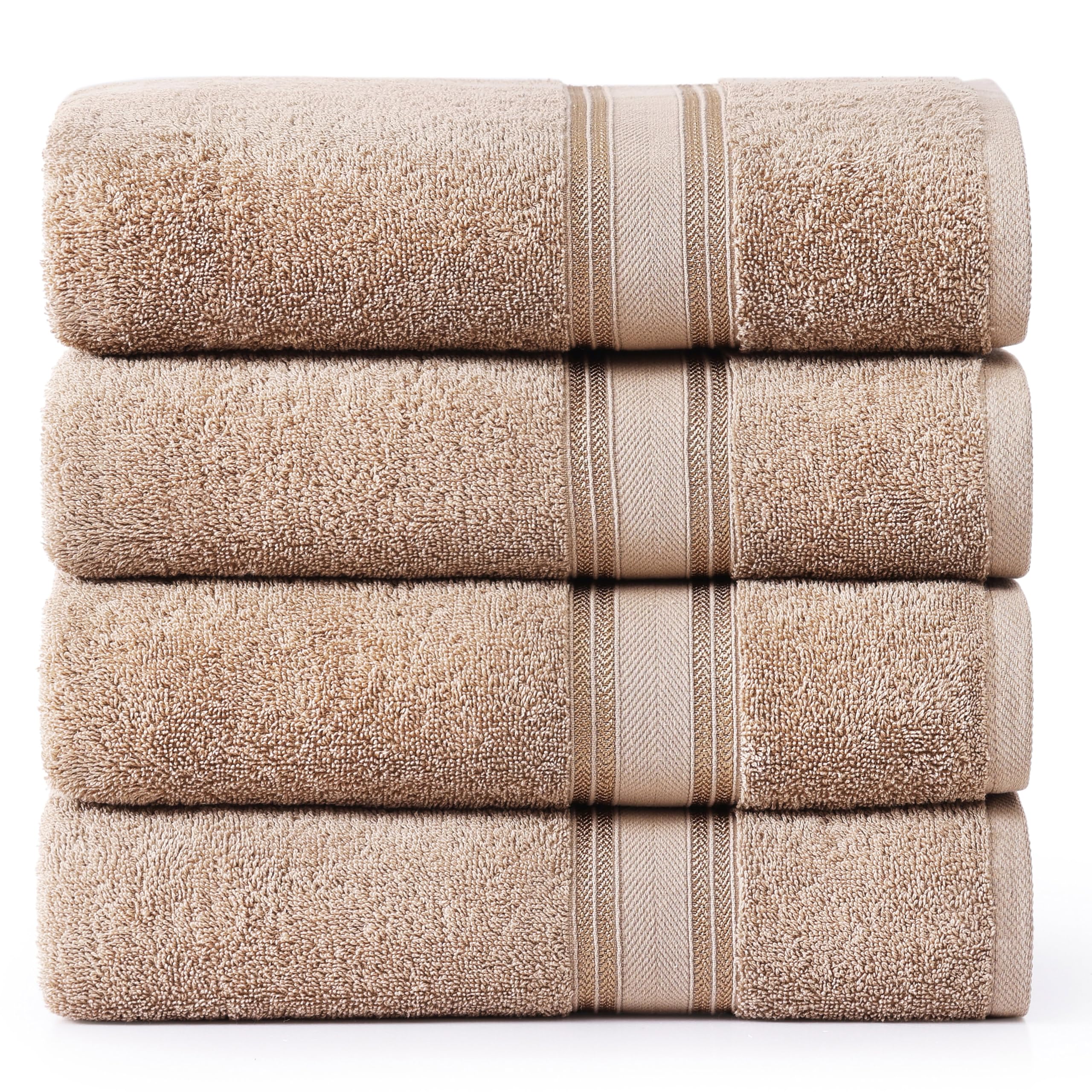 Juego De Toallas De Baño Lane Linen Luxury, 100% Algodón, Paquete De 4 Unidades, Color Topo - Venta Internacional.