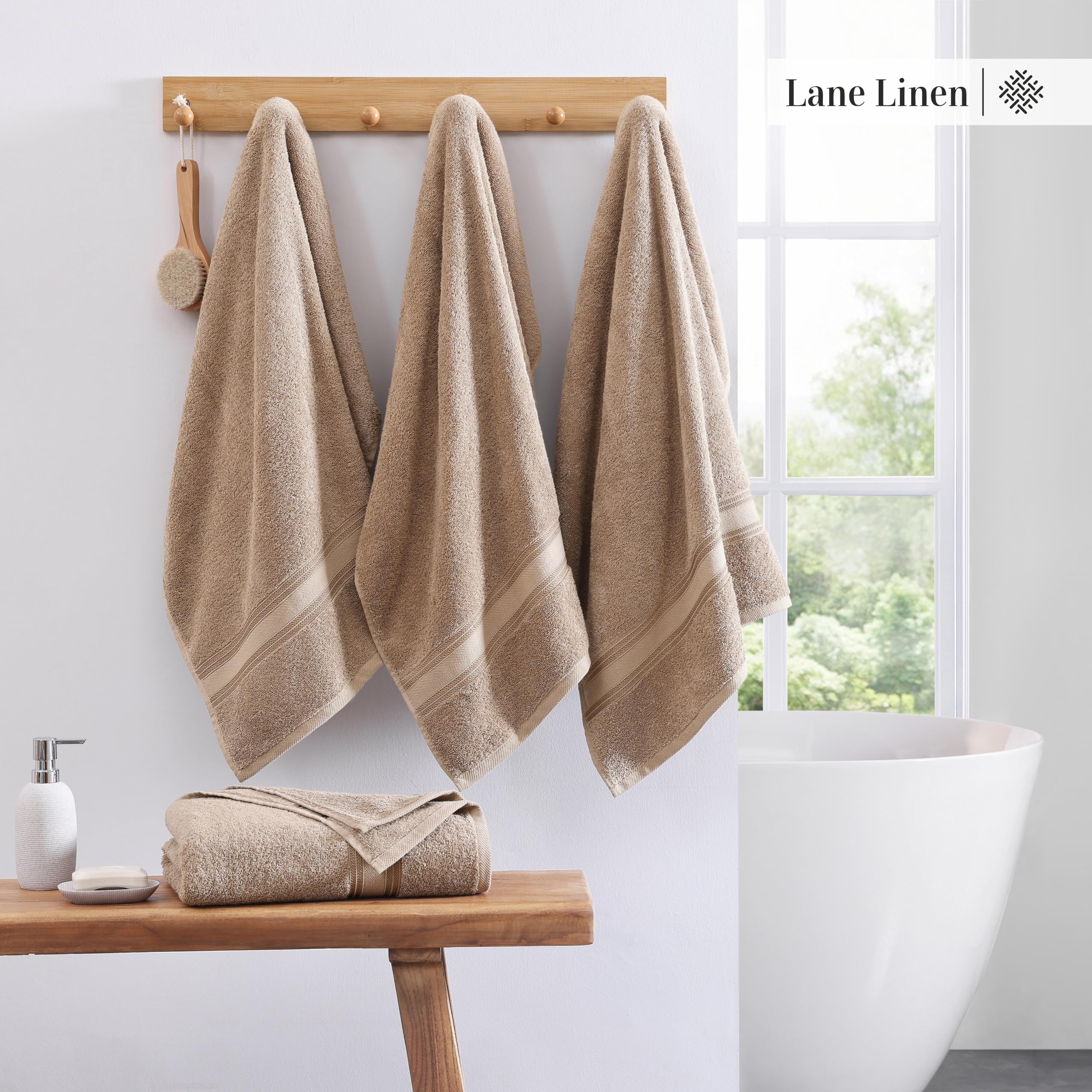 Foto 4 pulgar | Juego De Toallas De Baño Lane Linen Luxury, 100% Algodón, Paquete De 4 Unidades, Color Topo - Venta Internacional.