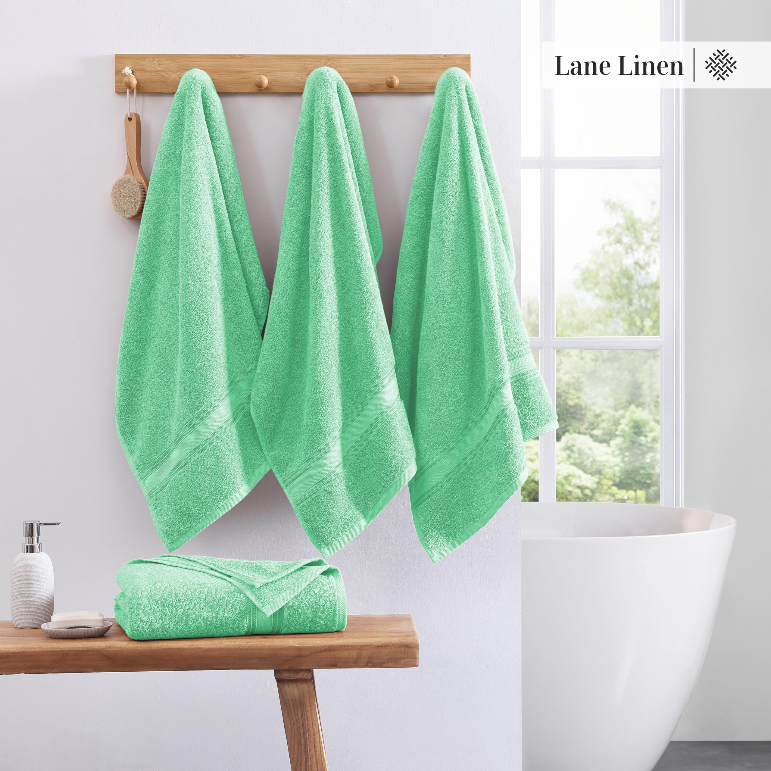 Foto 3 | Juego De Toallas De Baño Lane Linen Luxury, 100% Algodón, Paquete De 4 Unidades, Aqua Sky - Venta Internacional.