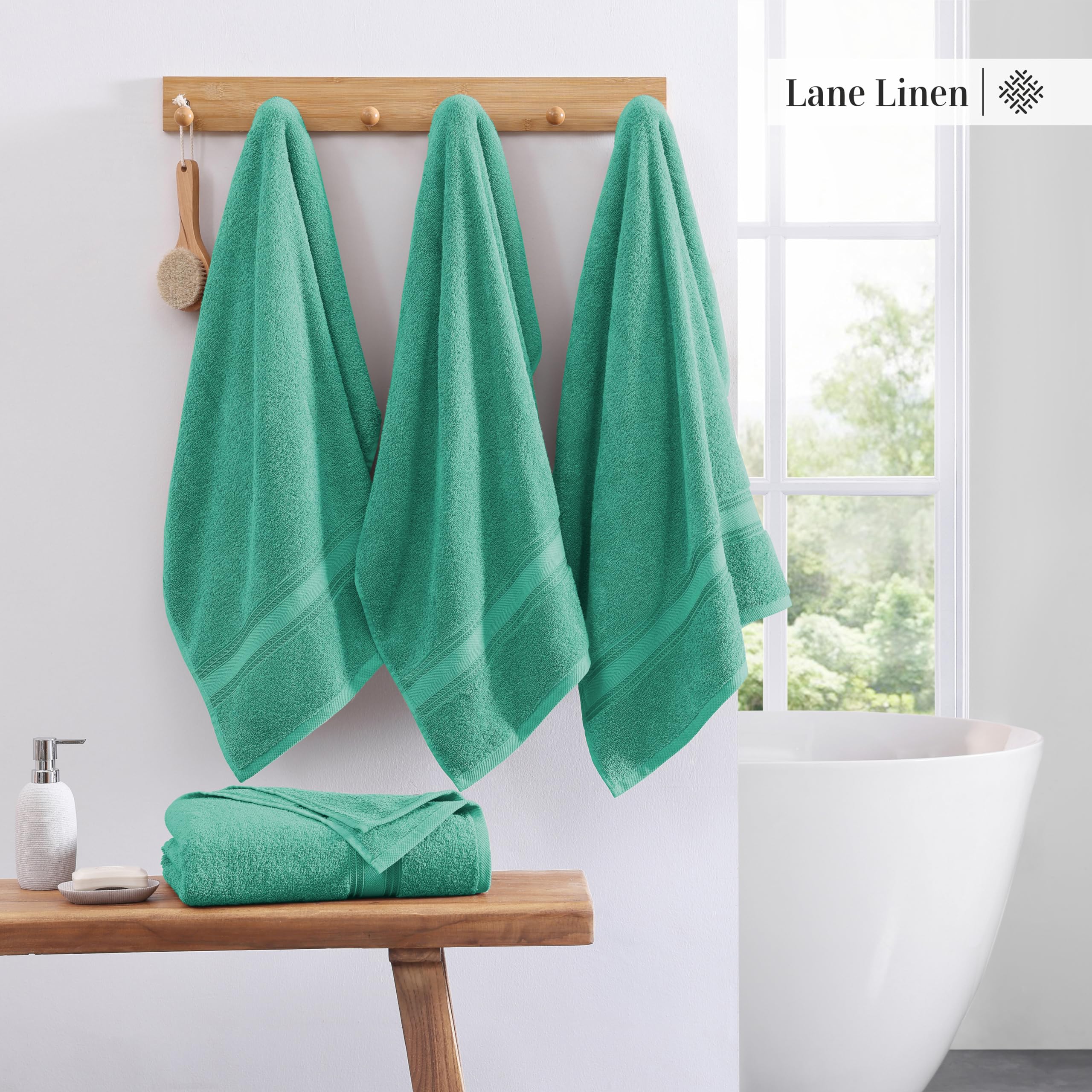 Foto 4 pulgar | Juego De Toallas De Baño Lane Linen Luxury, 100% Algodón, Paquete De 4 Unidades, Verde Azulado - Venta Internacional.