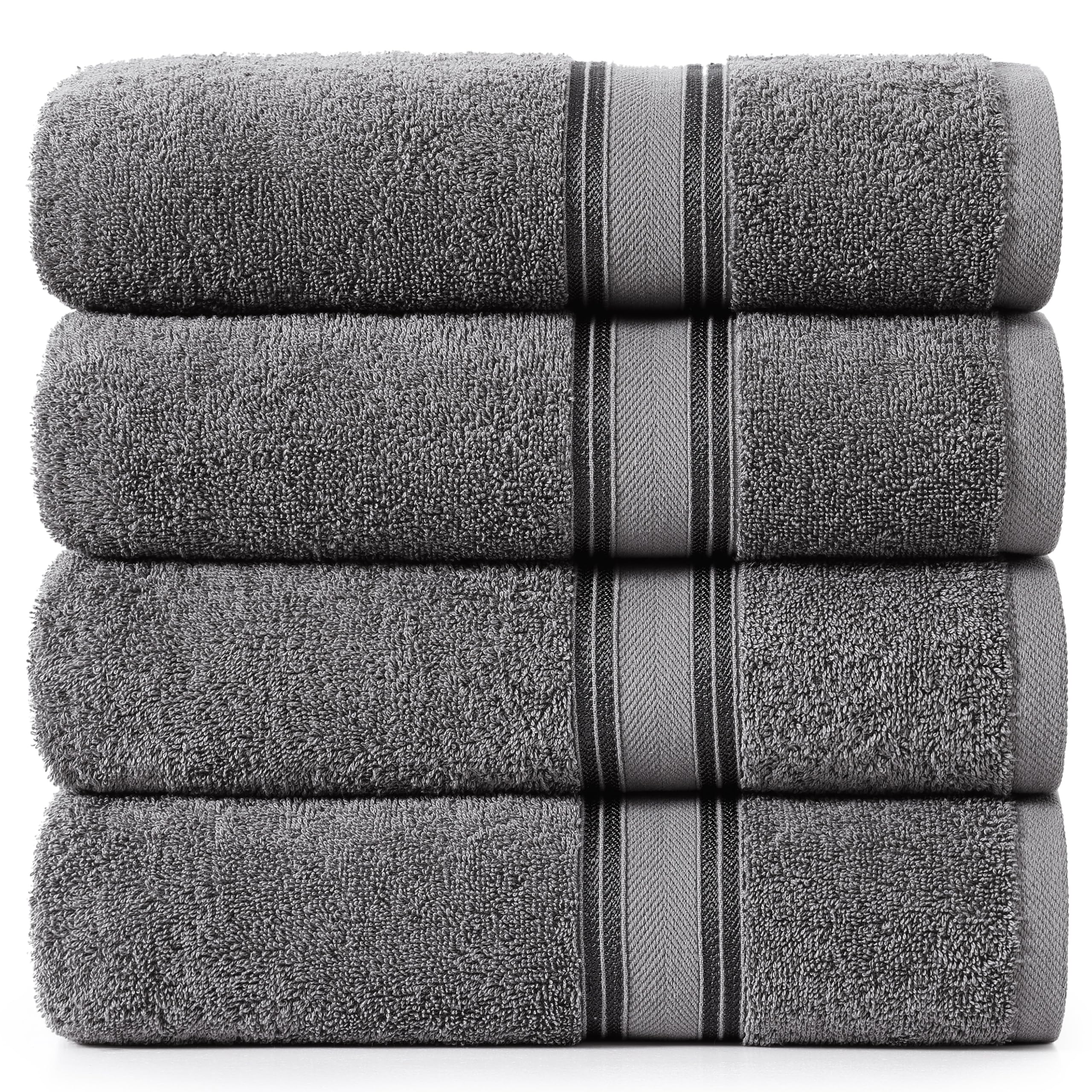 Juego De Toallas De Baño Lane Linen Luxury, 100% Algodón, Paquete De 4, Color Gris - Venta Internacional.