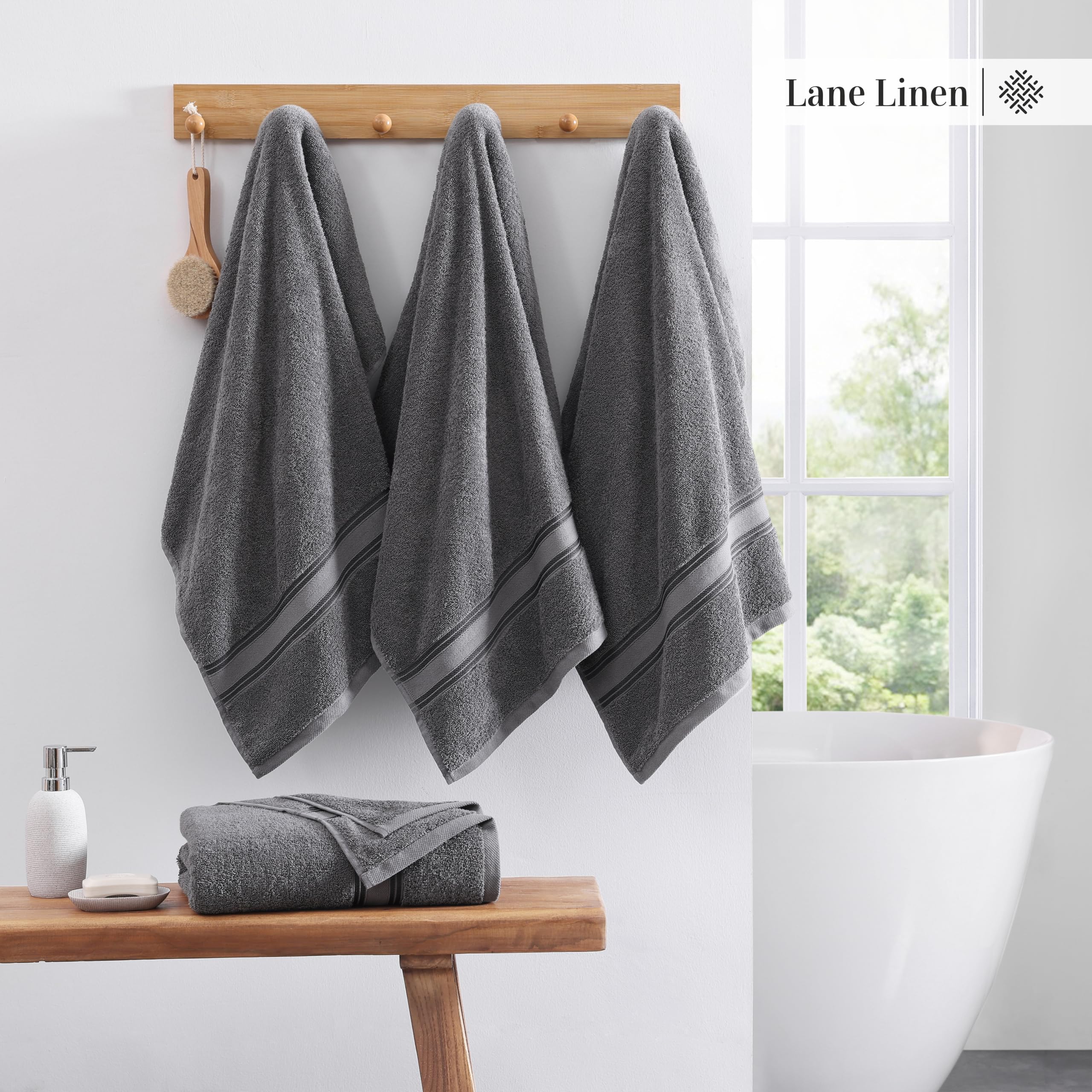 Foto 4 pulgar | Juego De Toallas De Baño Lane Linen Luxury, 100% Algodón, Paquete De 4, Color Gris - Venta Internacional.