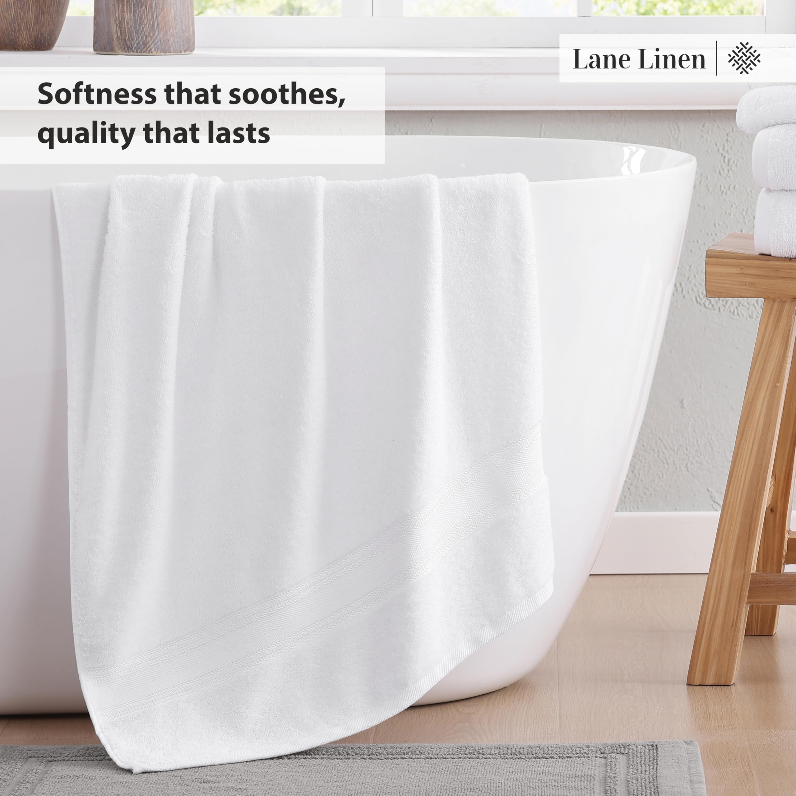 Foto 6 pulgar | Juego De Toallas Bath Lane Linen, Color Blanco, 100% Algodón, 6 Piezas - Venta Internacional.