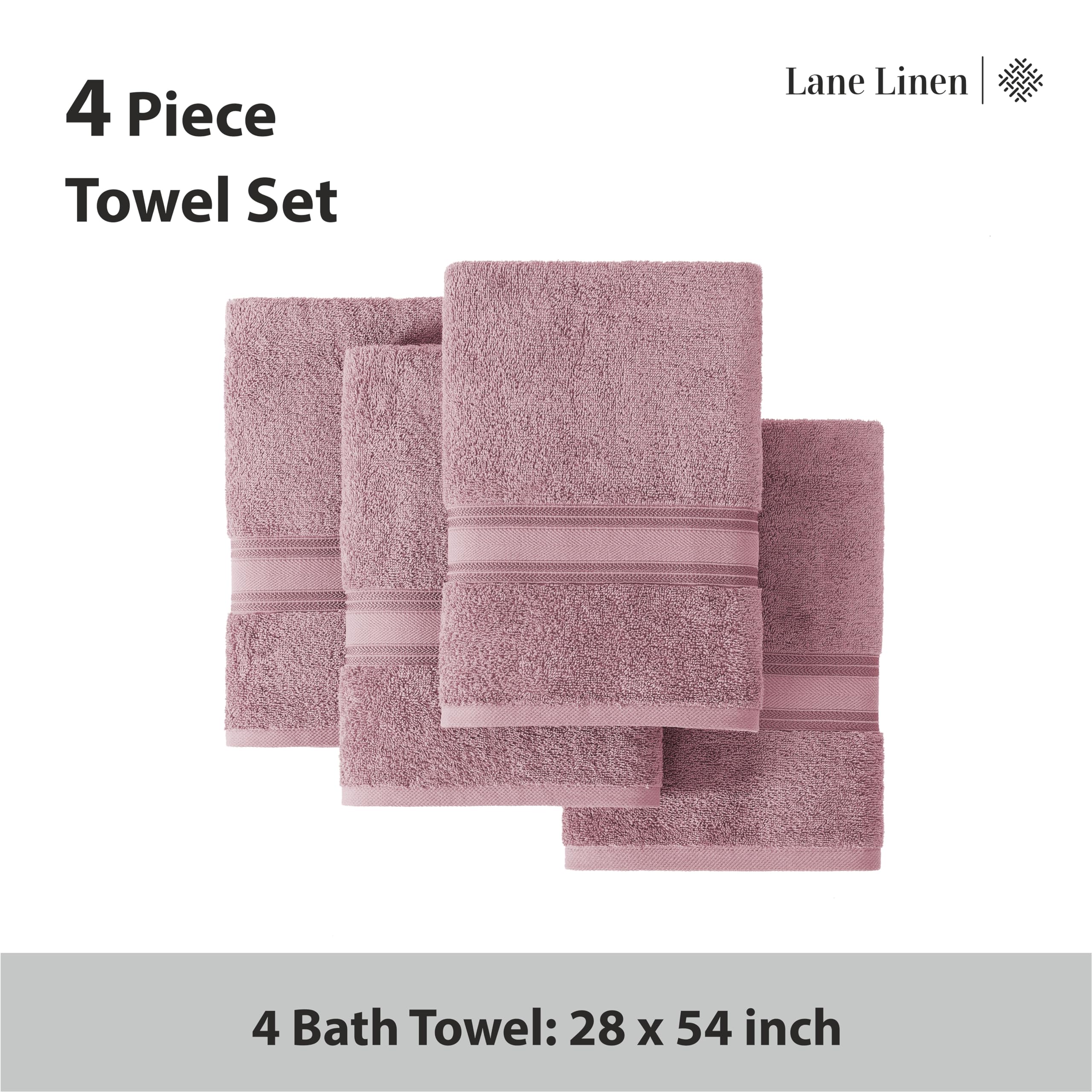 Foto 4 | Juego De Toallas De Baño Lane Linen Luxury, 100% Algodón, 4 Piezas, Wishful Mauve - Venta Internacional.