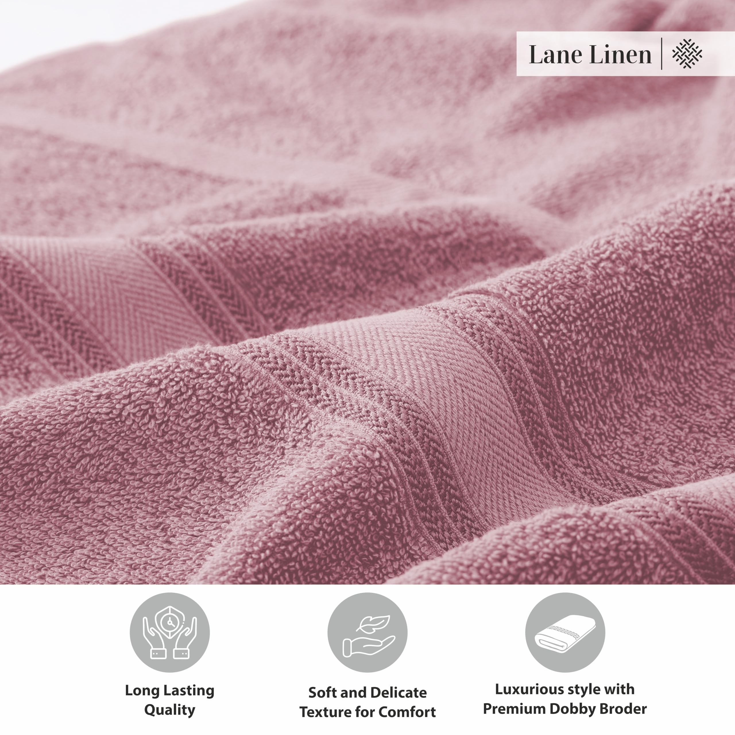 Foto 7 | Juego De Toallas De Baño Lane Linen Luxury, 100% Algodón, 4 Piezas, Wishful Mauve - Venta Internacional.