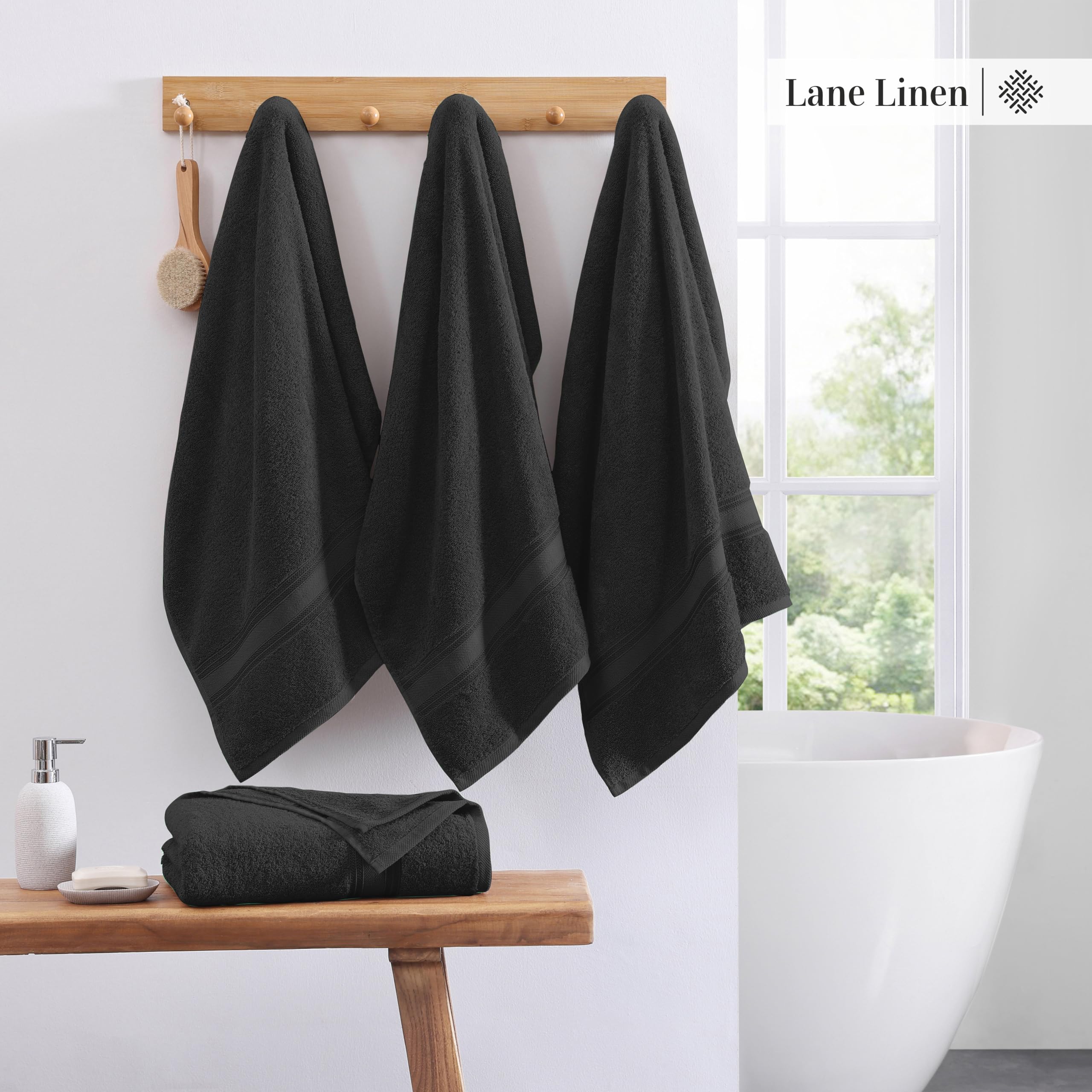 Foto 3 | Juego De Toallas Bath Lane Linen Luxury Black 100% Algodón X4 - Venta Internacional.
