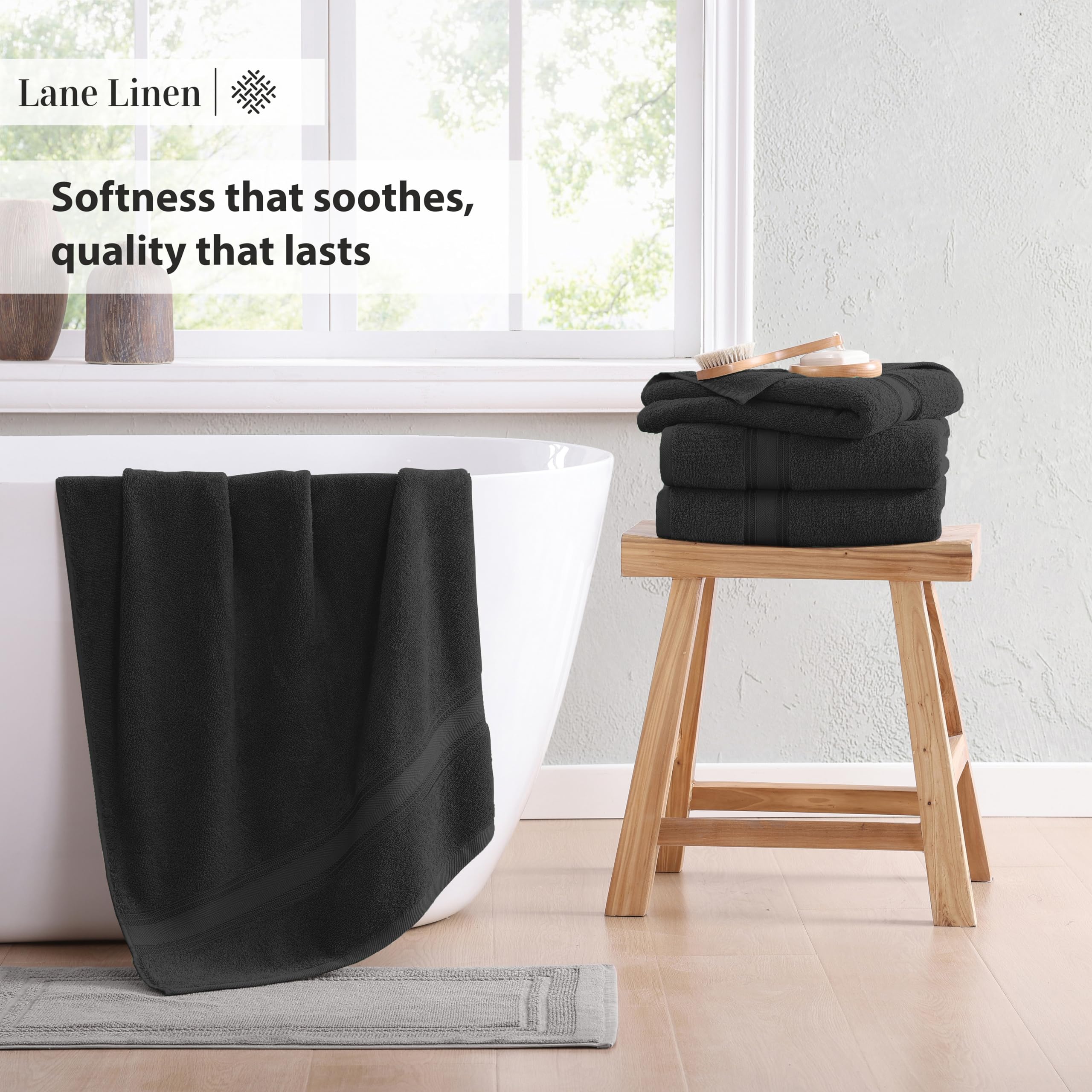 Foto 6 pulgar | Juego De Toallas Bath Lane Linen Luxury Black 100% Algodón X4 - Venta Internacional.
