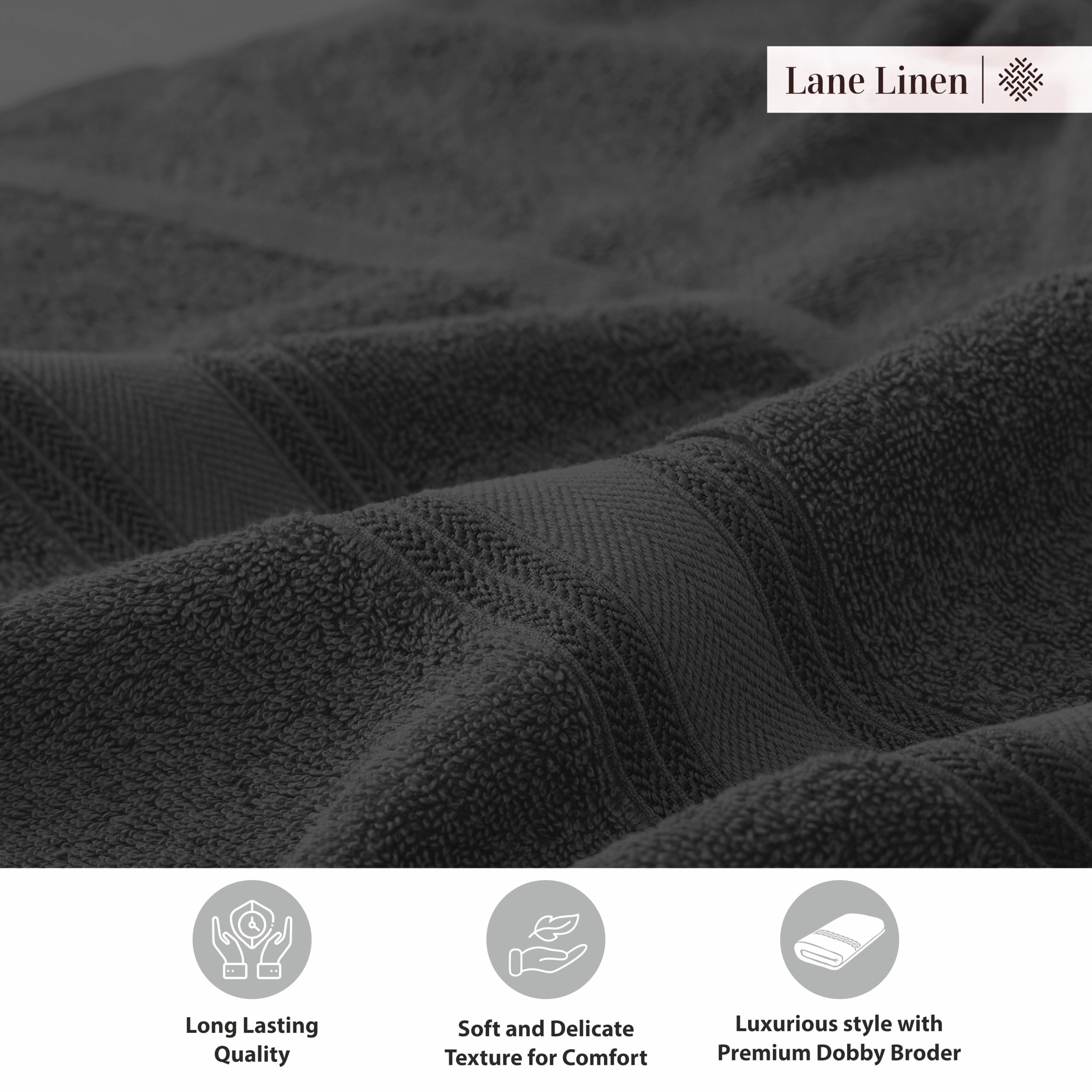 Foto 8 pulgar | Juego De Toallas Bath Lane Linen Luxury Black 100% Algodón X4 - Venta Internacional.