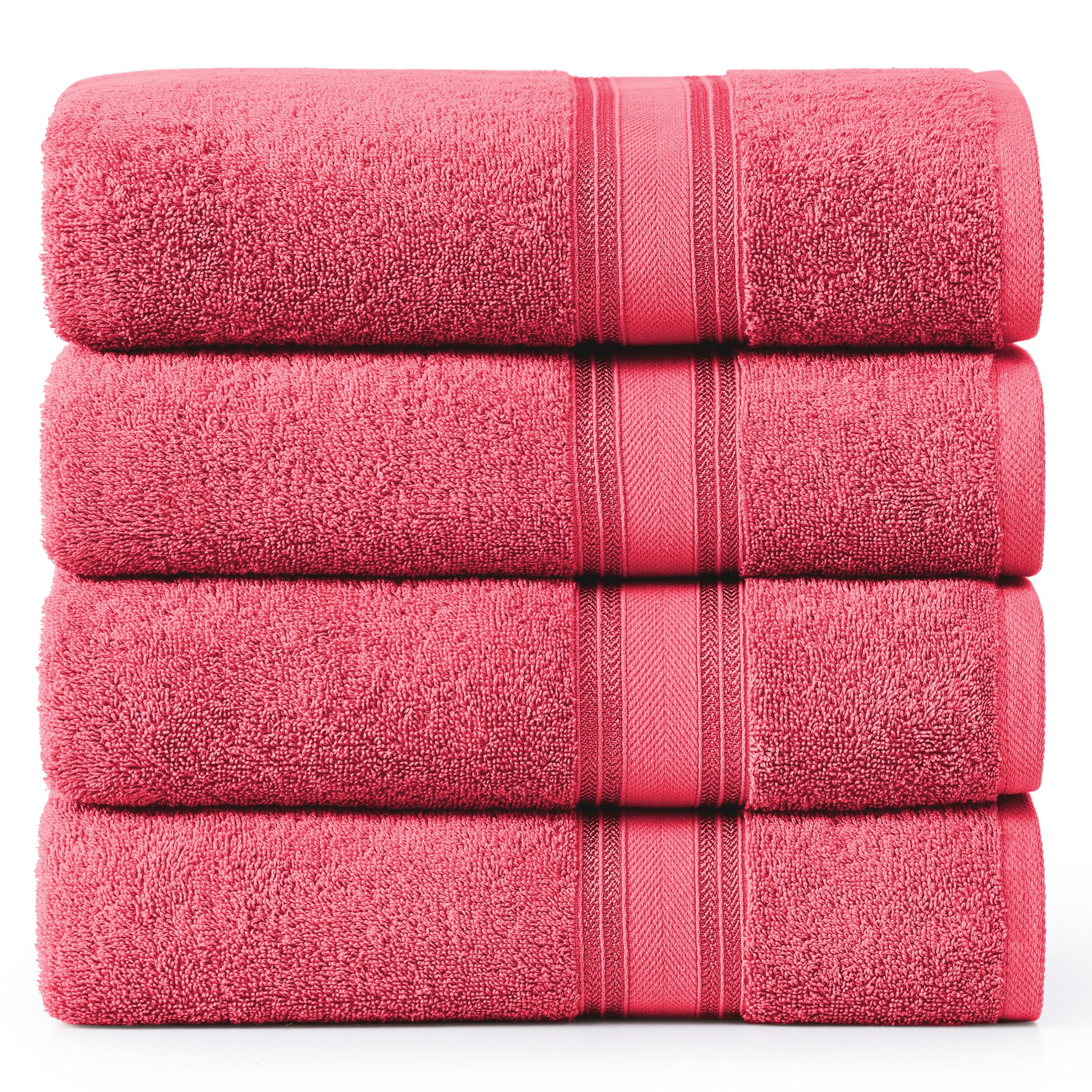 Juego De Toallas De Baño Lane Linen Luxury, 100% Algodón, Rojo, Paquete De 4 - Venta Internacional.