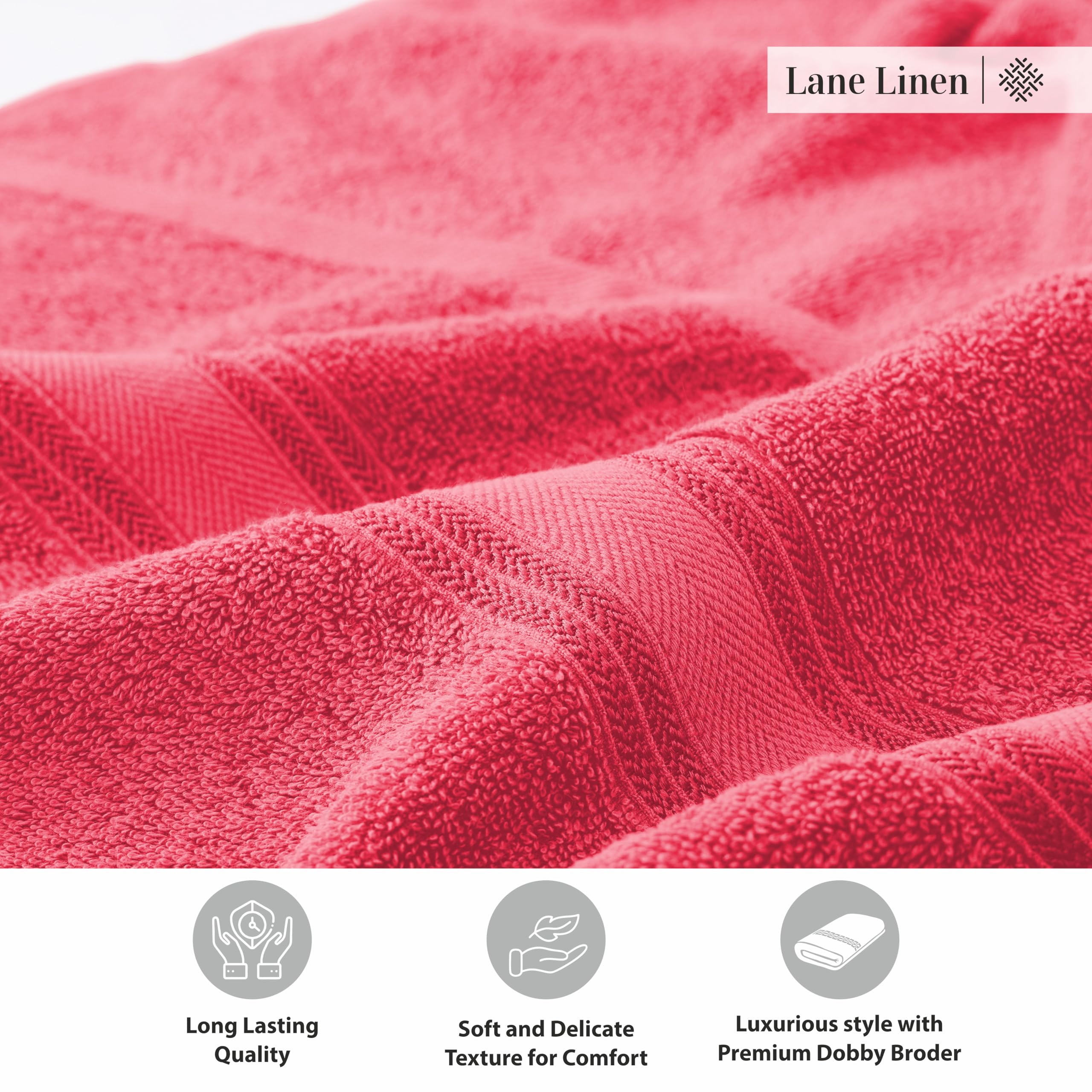 Foto 7 | Juego De Toallas De Baño Lane Linen Luxury, 100% Algodón, Rojo, Paquete De 4 - Venta Internacional.