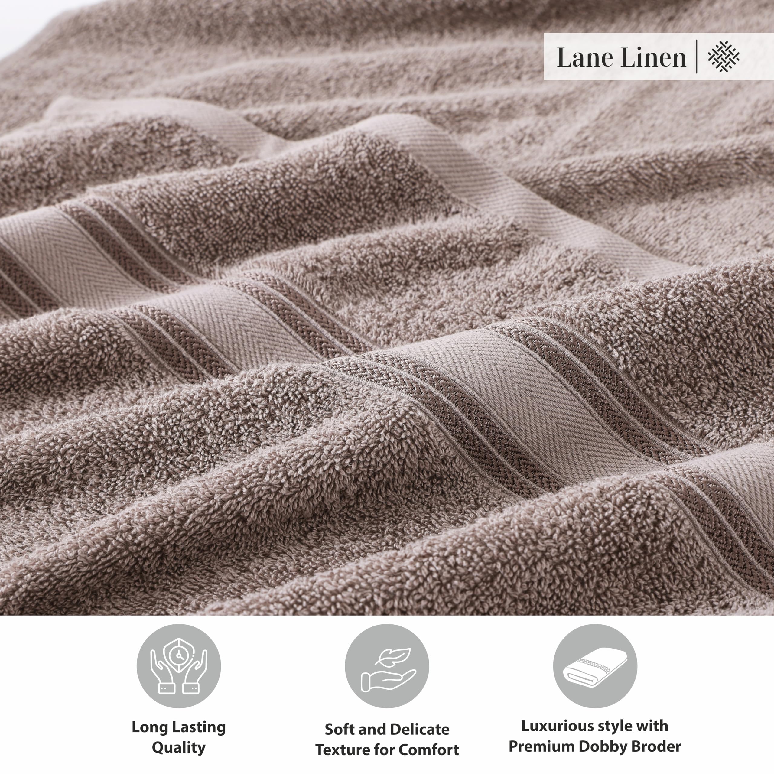 Foto 7 | Juego De Toallas De Baño Lane Linen Luxury, 100% Algodón, Paquete De 4 Unidades, 70 X 140 Cm - Venta Internacional.