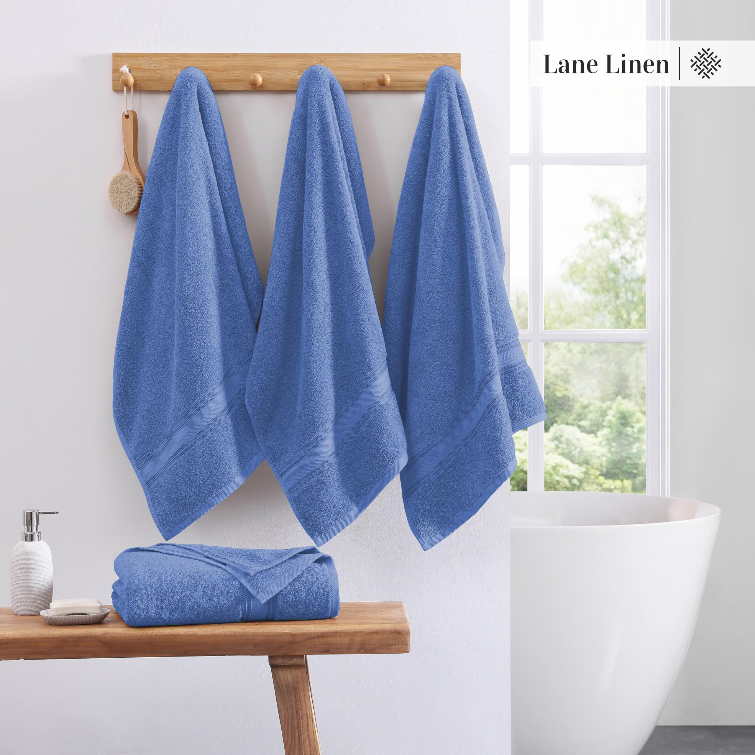 Foto 4 pulgar | Juego De Toallas De Baño Lane Linen Luxury Cerúlean Blue 100% Algodón - Venta Internacional.