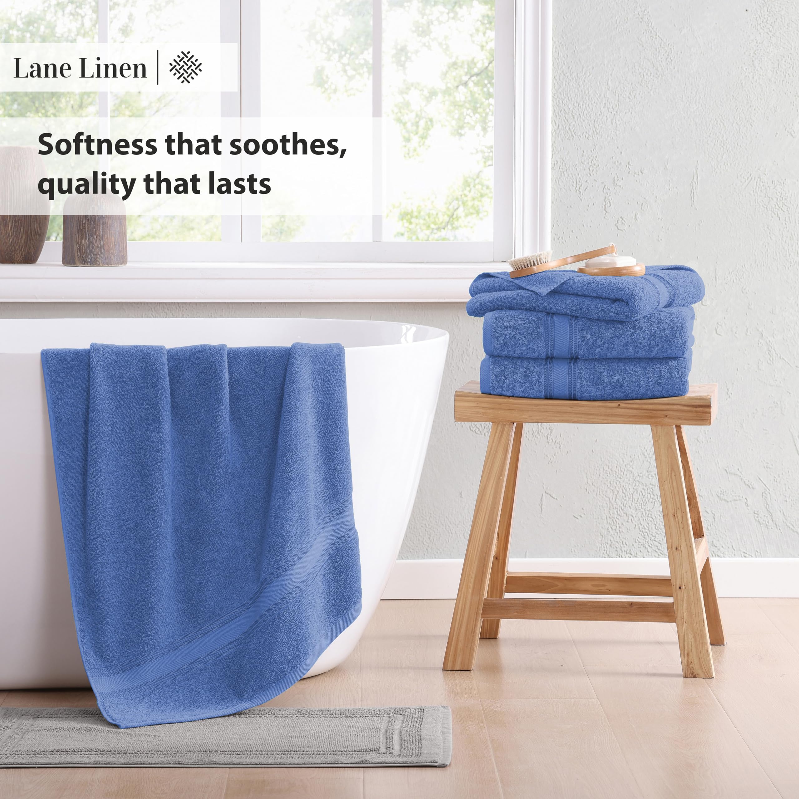 Foto 5 | Juego De Toallas De Baño Lane Linen Luxury Cerúlean Blue 100% Algodón - Venta Internacional.