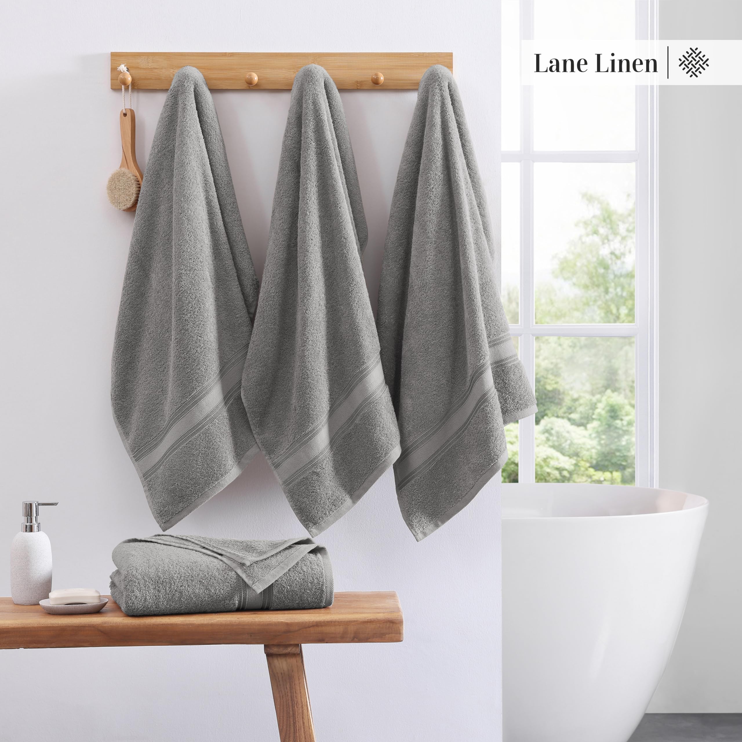 Foto 4 pulgar | Juego De Toallas De Baño Lane Linen Luxury, 100% Algodón, 4 Piezas, Gris, 70 X 140 Cm - Venta Internacional.