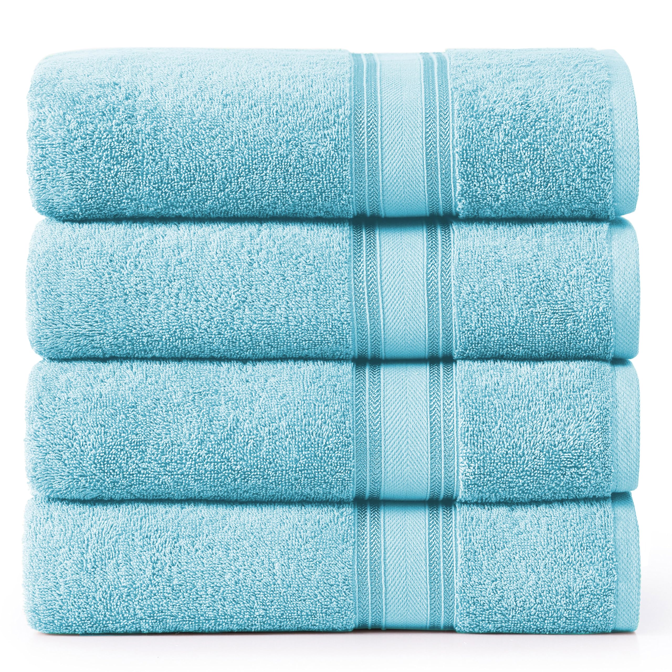 Juego De Toallas De Baño Lane Linen Extra Grandes, 100% Algodón, Azul X4 - Venta Internacional.