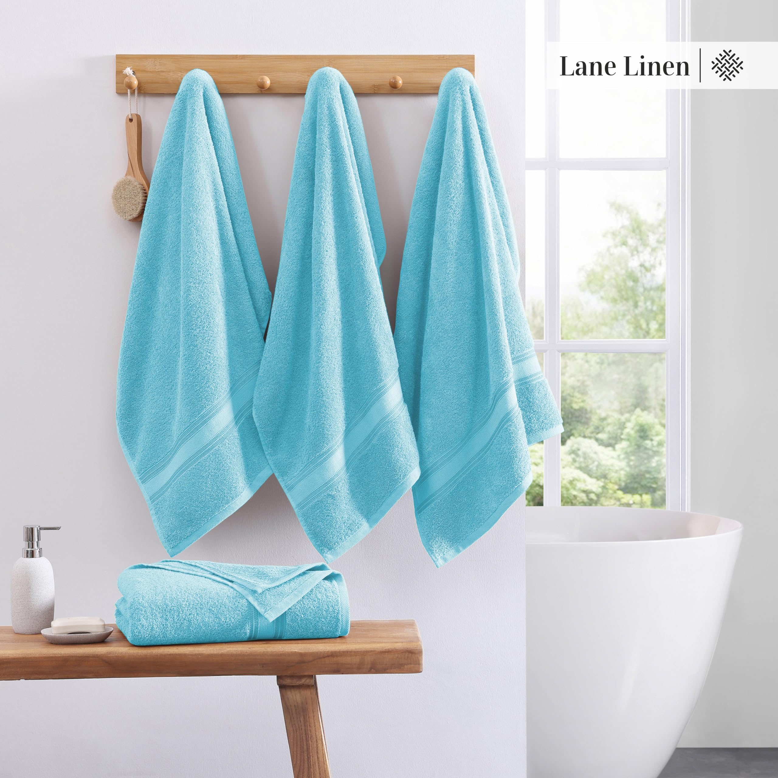 Foto 4 pulgar | Juego De Toallas De Baño Lane Linen Extra Grandes, 100% Algodón, Azul X4 - Venta Internacional.