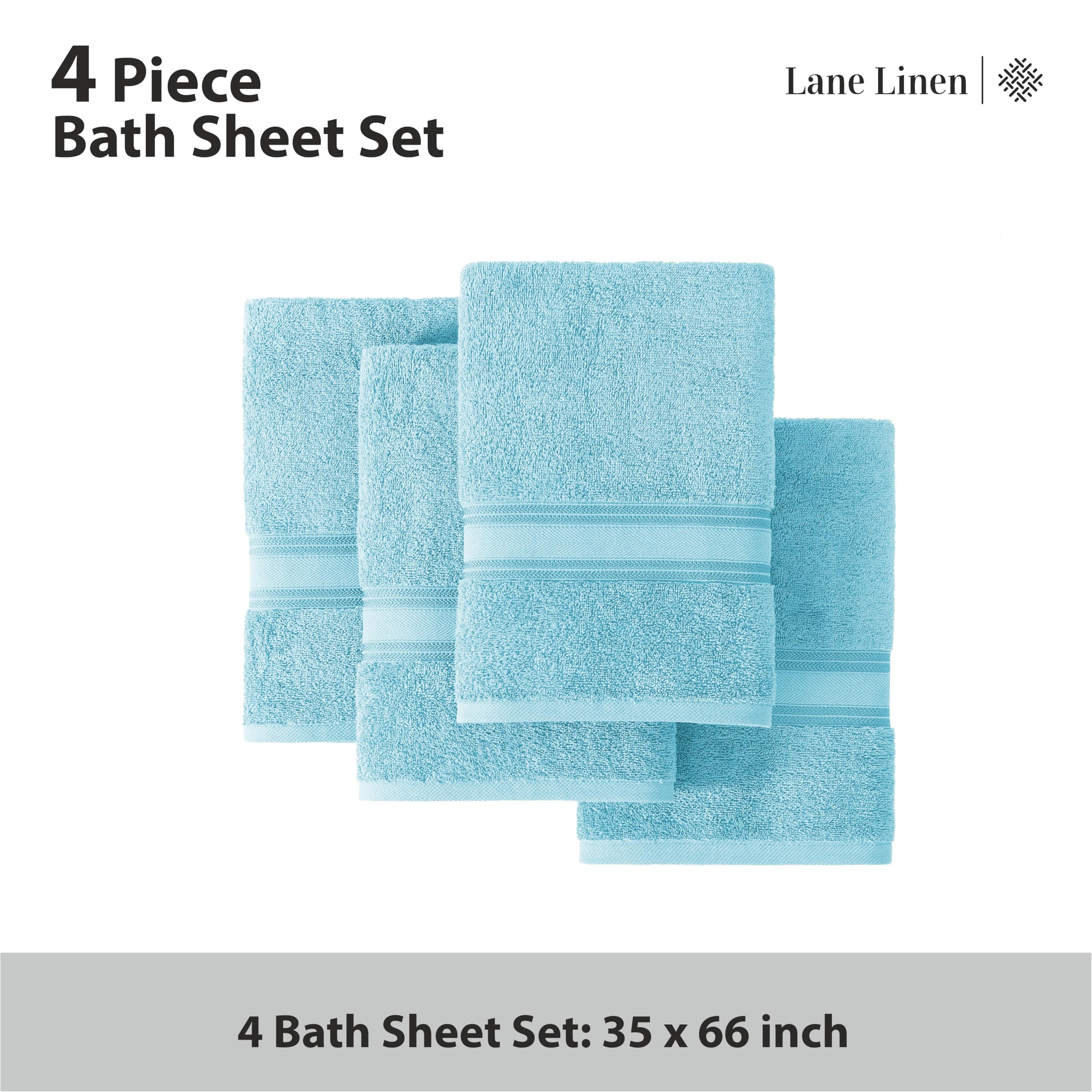 Foto 4 | Juego De Toallas De Baño Lane Linen Extra Grandes, 100% Algodón, Azul X4 - Venta Internacional.