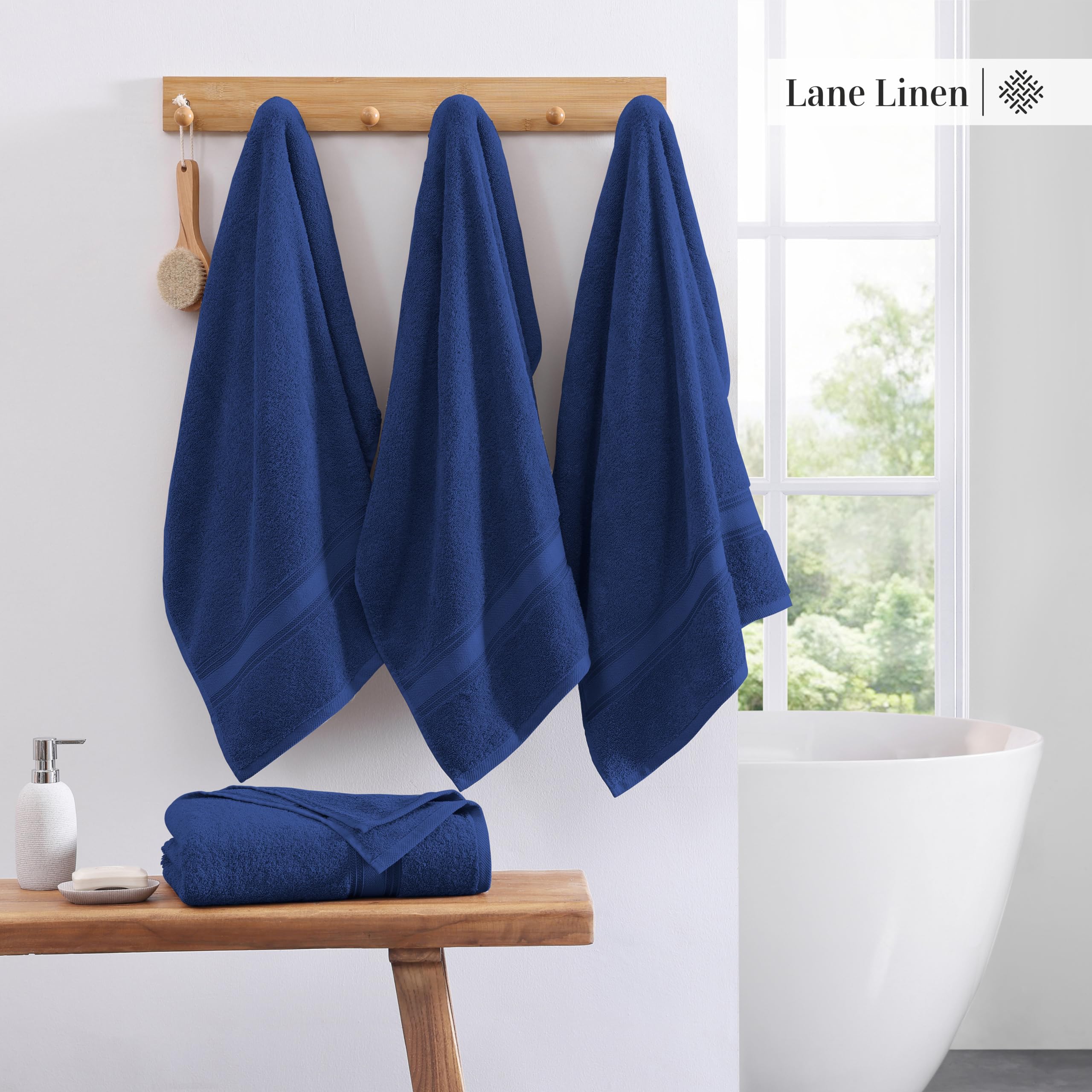 Foto 3 | Juego De Toallas De Baño Lane Linen, Extra Grandes, Paquete De 4, Azul Marino - Venta Internacional.
