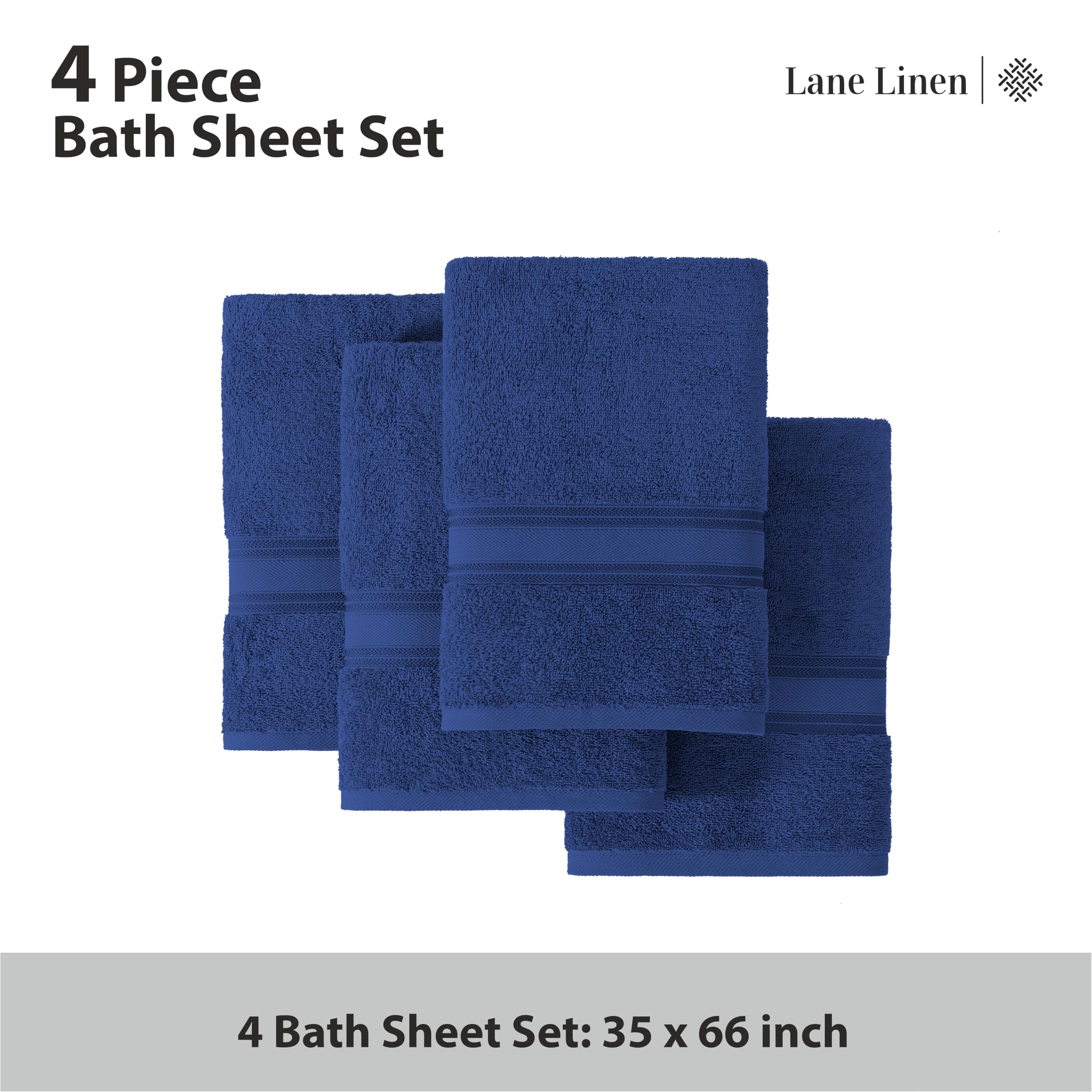 Foto 5 pulgar | Juego De Toallas De Baño Lane Linen, Extra Grandes, Paquete De 4, Azul Marino - Venta Internacional.