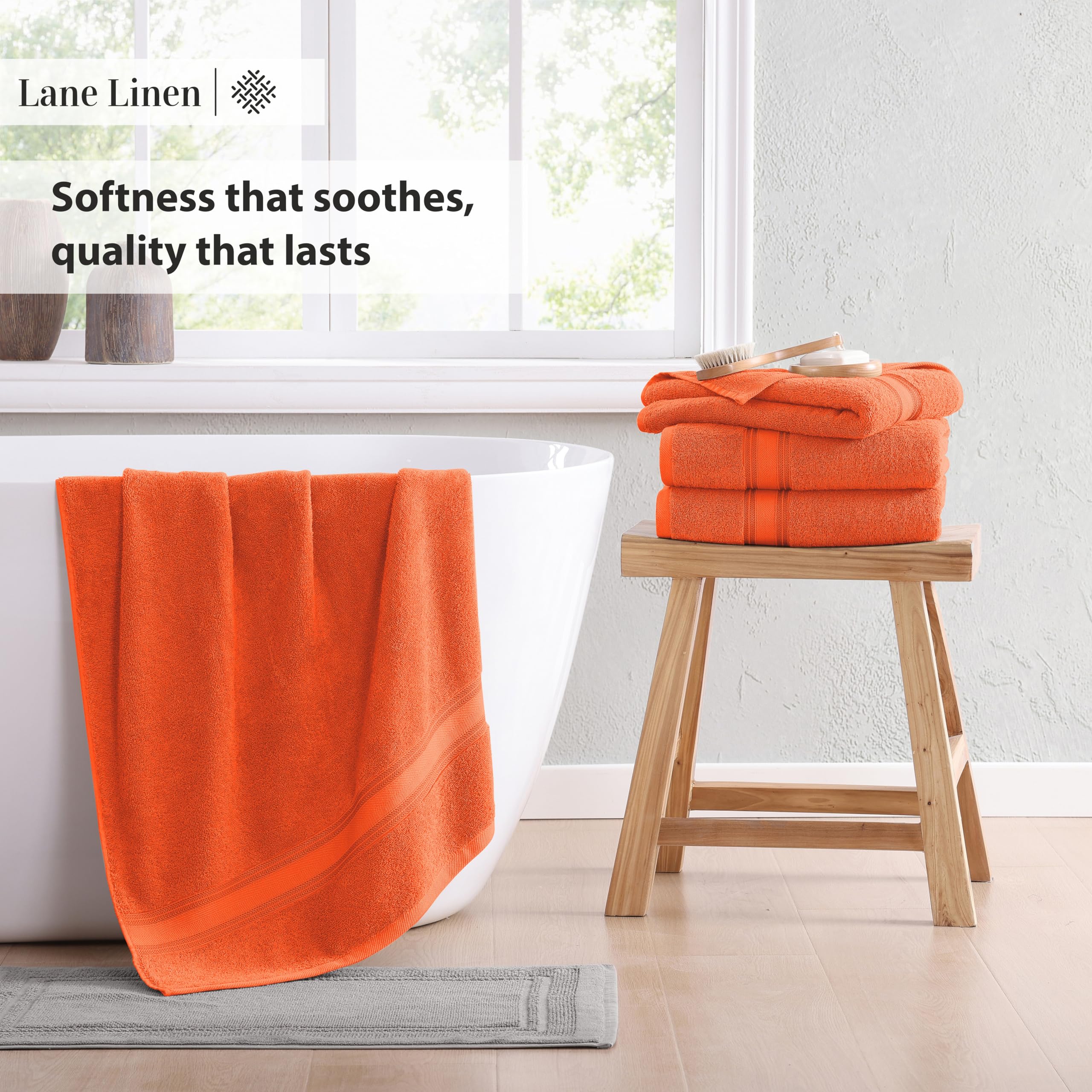 Foto 5 | Toallas De Baño Lane Linen Extra Grandes Zero Twist, 100% Algodón, 4 Unidades - Venta Internacional.