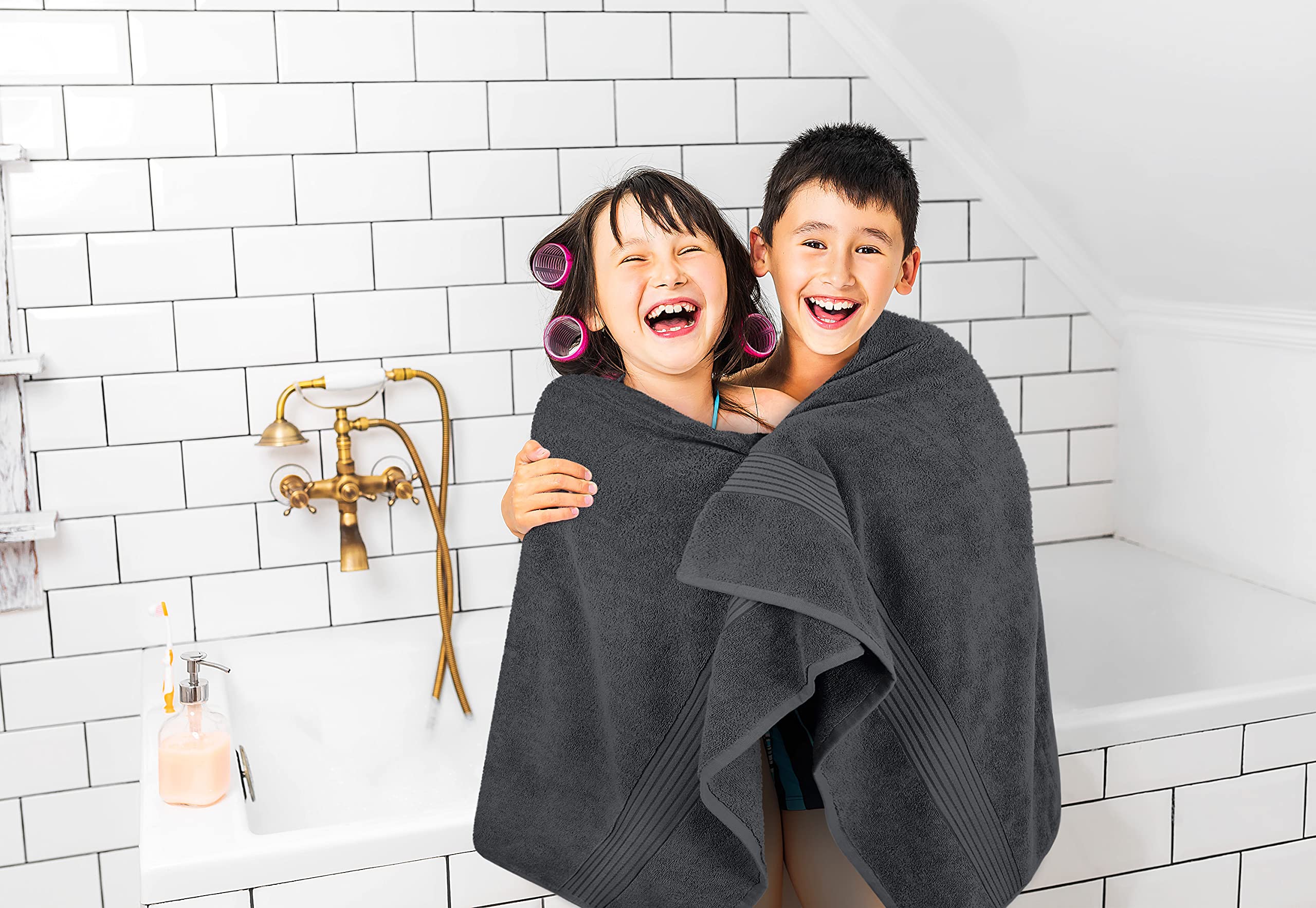 Foto 5 | Toalla De Baño Utopia Towels Premium Jumbo, 100% Algodón, 35 X 70 Cm, Color Gris - Venta Internacional.