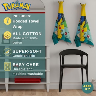 Foto 2 | Toalla Con Capucha, Algodón Suave Para Niños, Anime Y Pokémon De Franco - Venta Internacional.