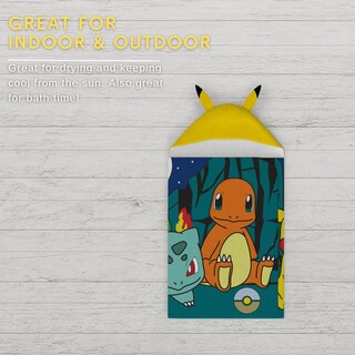 Foto 5 | Toalla Con Capucha, Algodón Suave Para Niños, Anime Y Pokémon De Franco - Venta Internacional.
