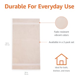 Foto 3 | Paquete De 2 Toallas De Baño De Algodón Orgánico Resistente A La Decoloración - Venta Internacional