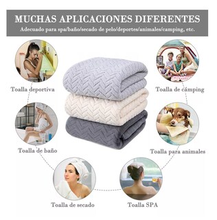 Foto 2 | Toallas De Baño Belug 3 Piezas Gris Oscuro + Gris Claro + Beige