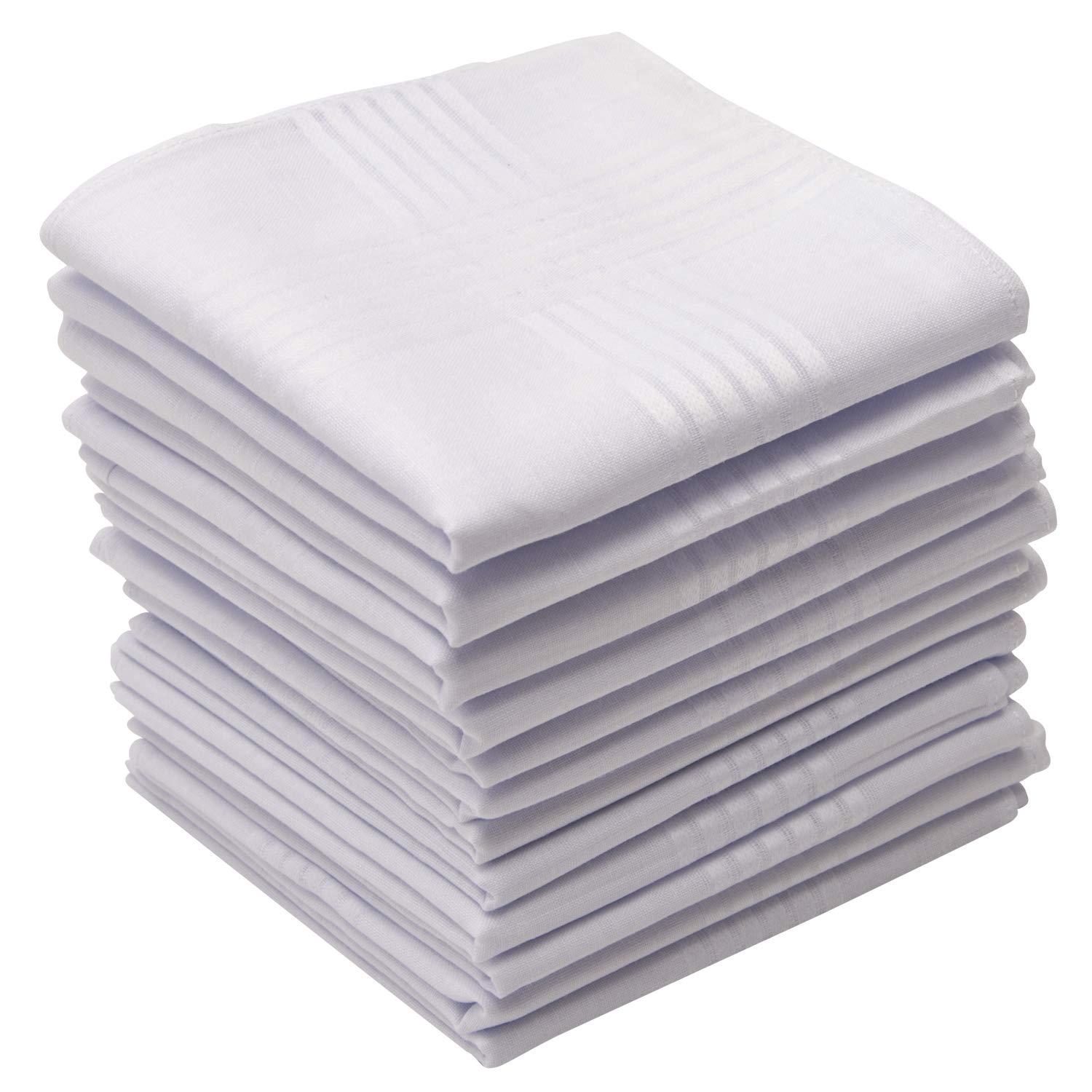 Paquete De 12 Pañuelos Perry Ellis, 100% Algodón, Color Blanco, 16 X 16 Cm - Venta Internacional.