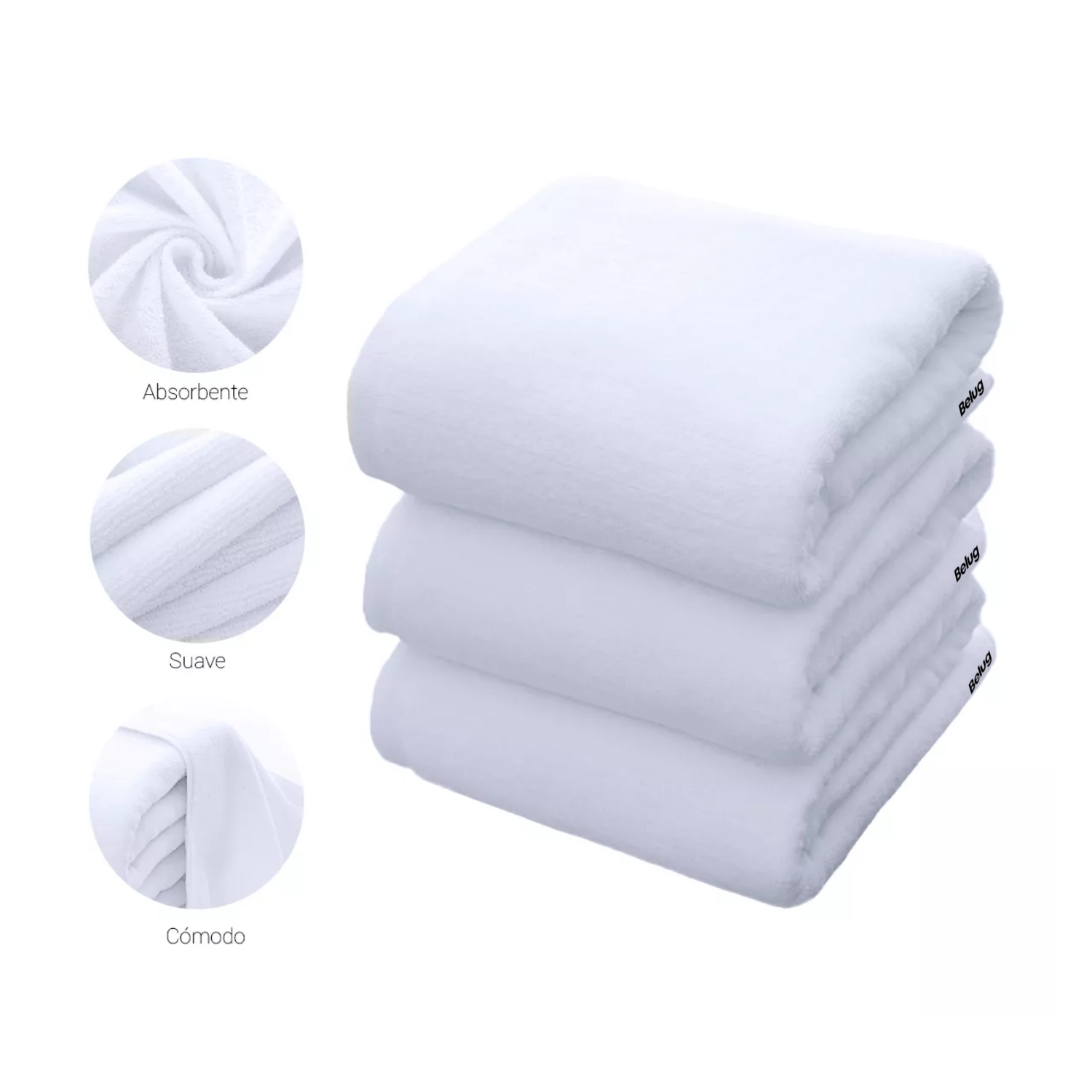 Foto 3 pulgar | Toalla De Baño Grande Completo 100% Algodón Suave Belug Color Blanco Liso Blanco