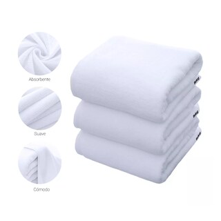 Foto 2 | Toalla De Baño Grande Completo 100% Algodón Suave Belug Color Blanco Liso Blanco