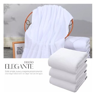 Foto 3 | Toalla De Baño Grande Completo 100% Algodón Suave Belug Color Blanco Liso Blanco