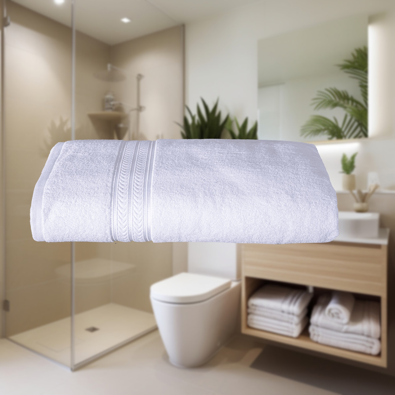 Foto 3 pulgar | Toalla Baño Completo Premium Blanco Poliéster Concord