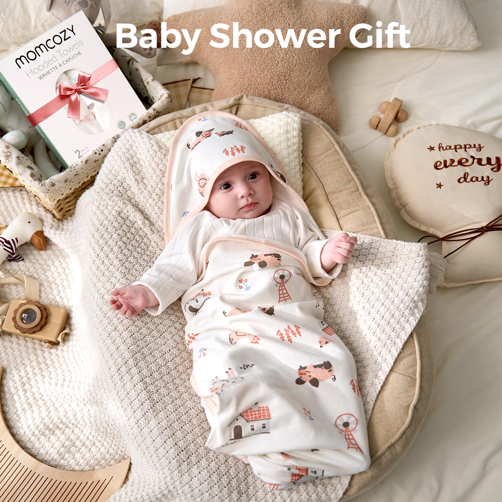 Foto 4 pulgar | Toalla Para Bebé Momcozy Best Wishes Con Capucha, Suave Y Absorbente - Venta Internacional.