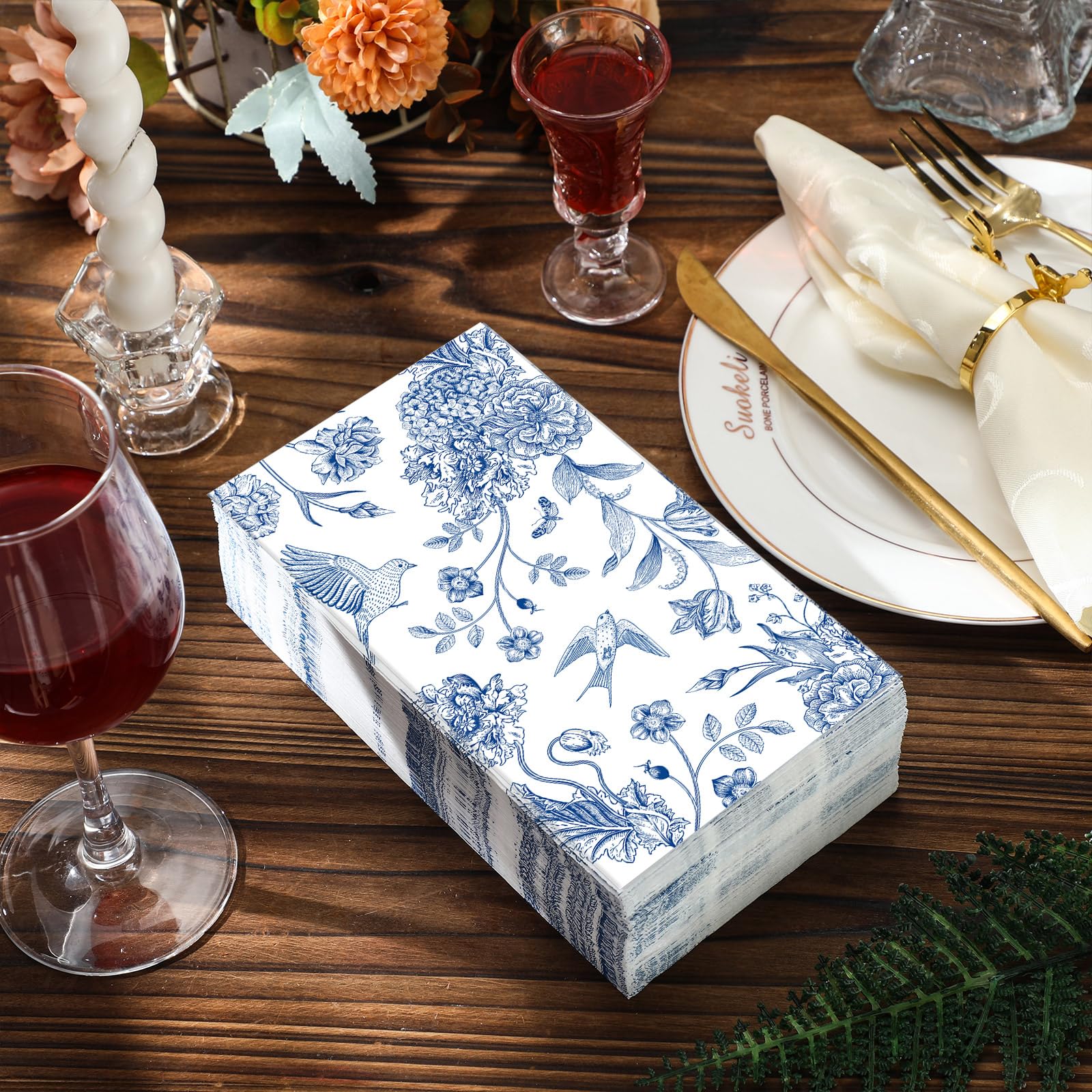 Foto 4 | Servilletas De Papel Tatuo Blue Floral, 200 Unidades, Para Baño - Venta Internacional.