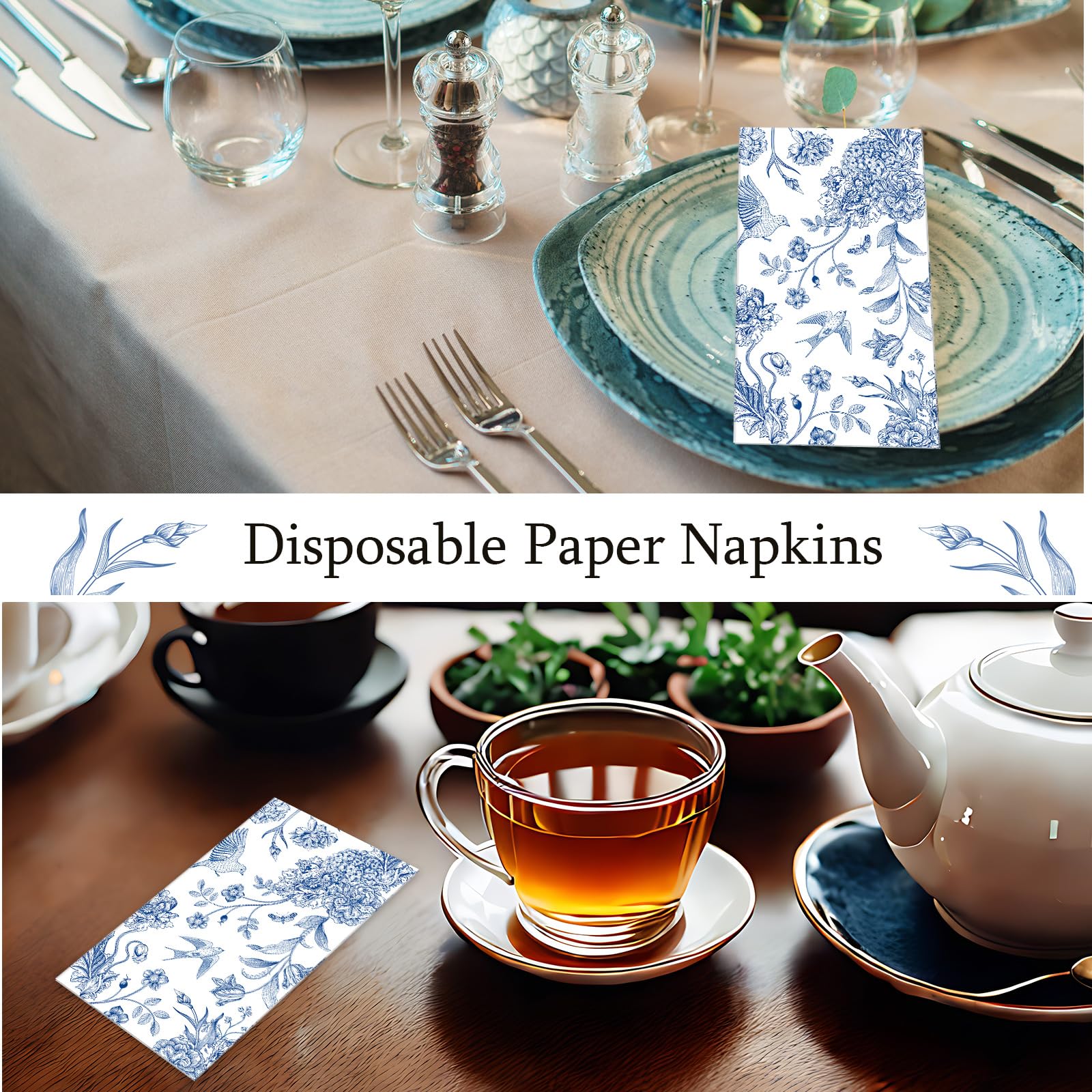 Foto 5 | Servilletas De Papel Tatuo Blue Floral, 200 Unidades, Para Baño - Venta Internacional.