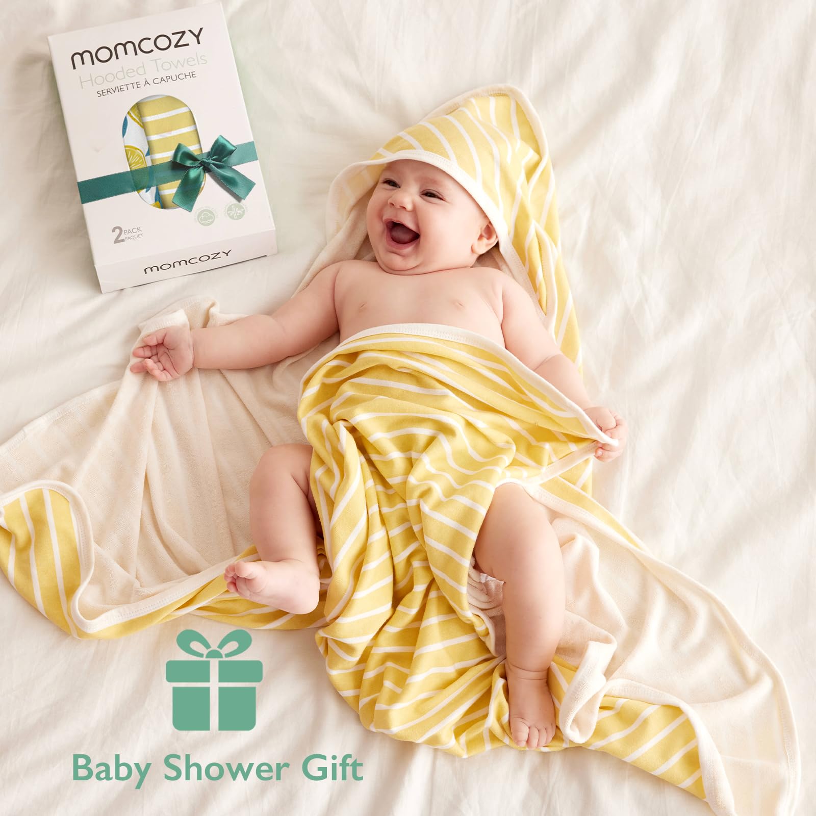 Foto 3 pulgar | Toalla De Baño Supersuave Momcozy Con Capucha Para Bebés, Paquete De 2 - Venta Internacional.