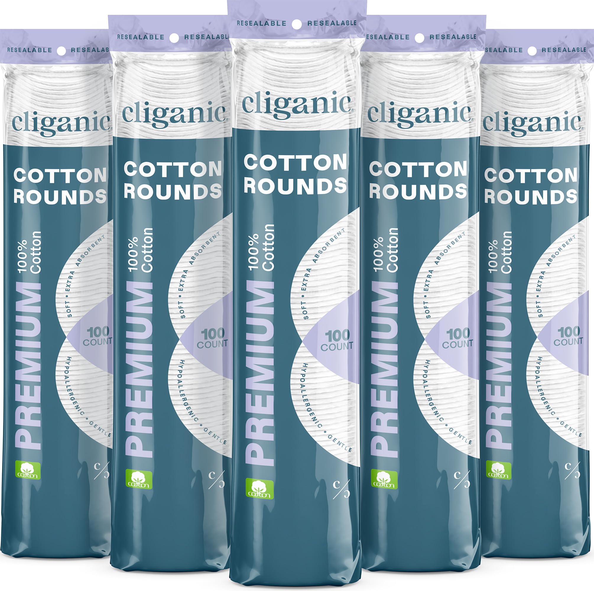 Cotton Rounds Cliganic Premium 100% Algodón Puro (500 Unidades) - Venta Internacional.