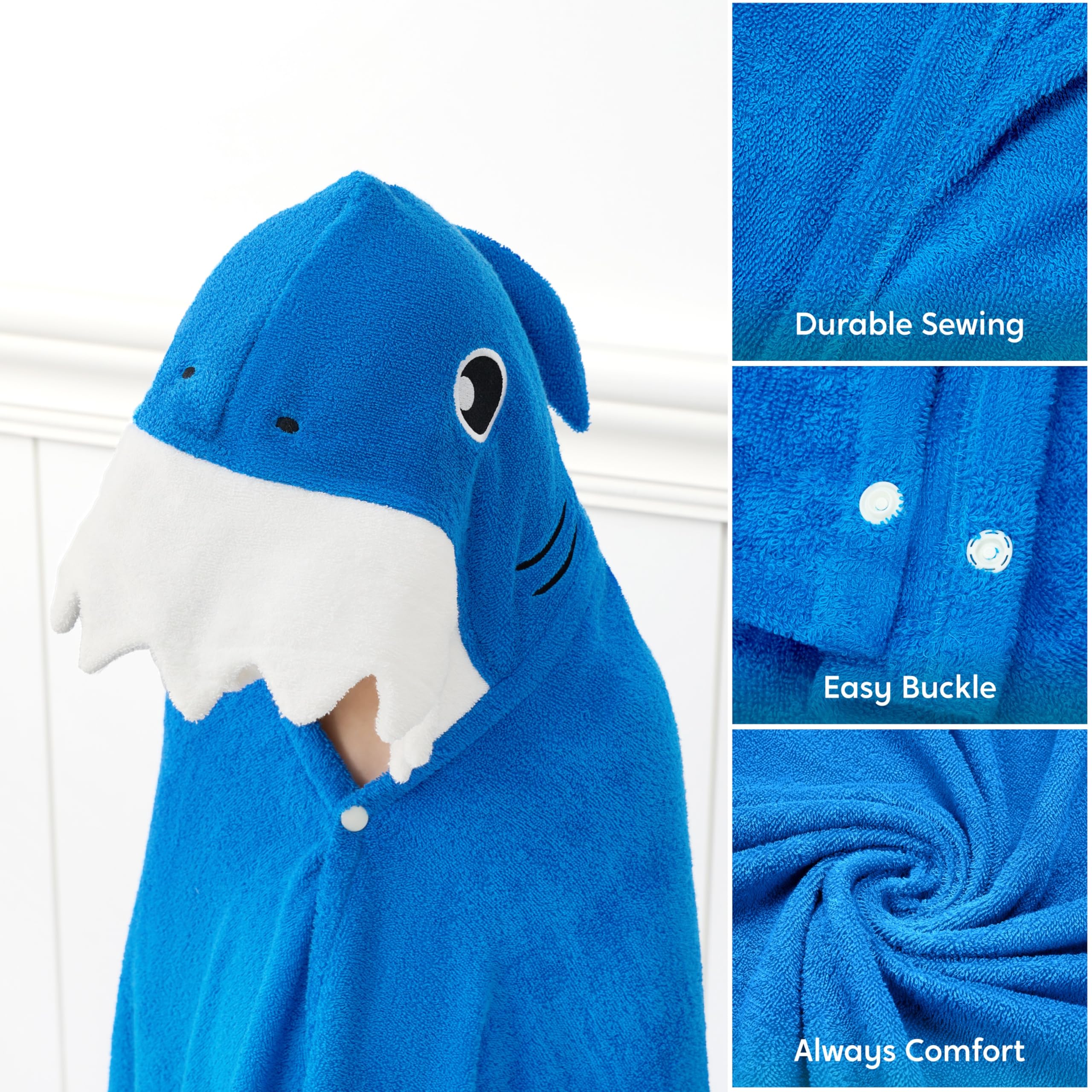Foto 5 pulgar | Toalla Con Capucha Joiedomi Shark Para Niños De 3 A 10 Años, Algodón Suave - Venta Internacional.