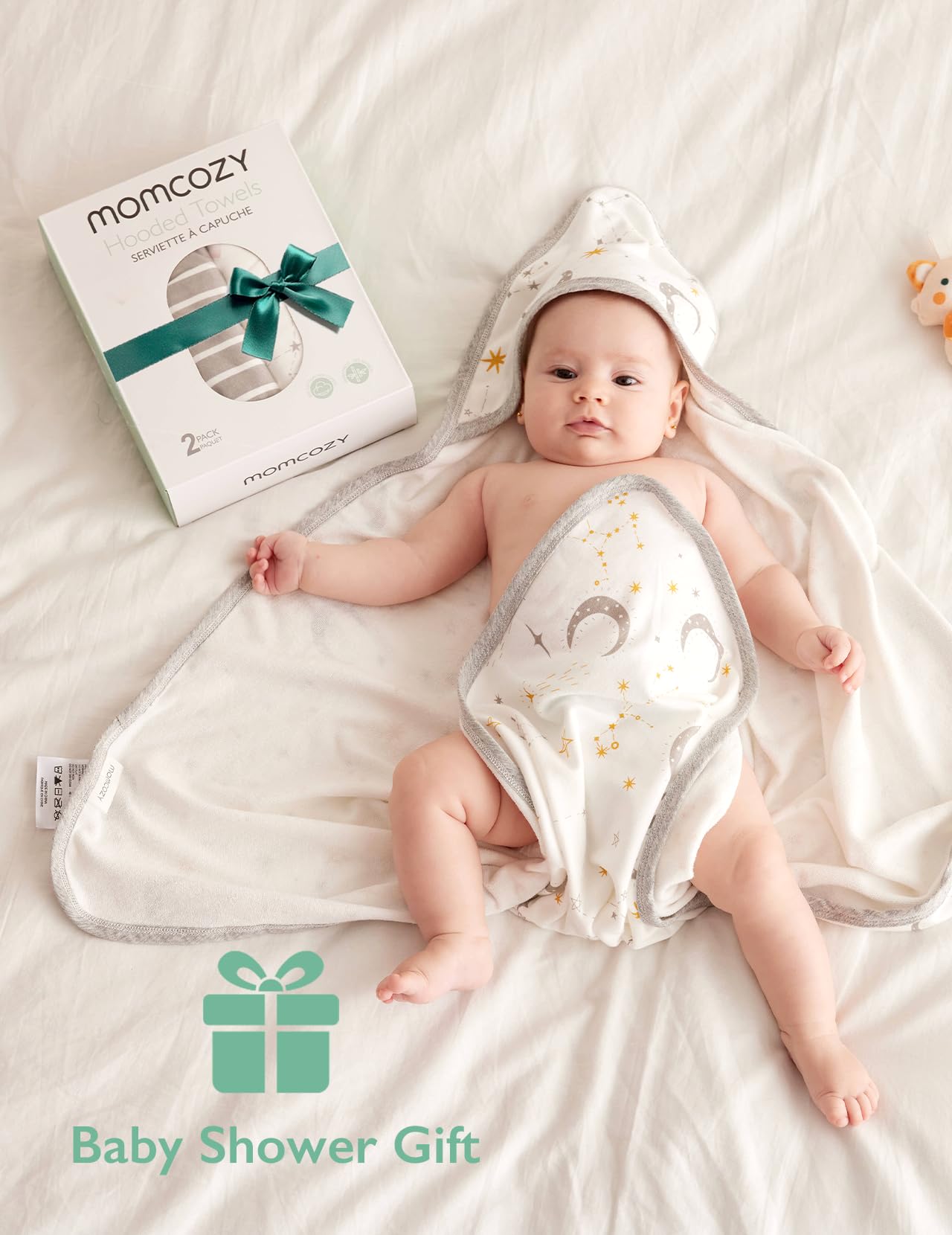 Foto 5 | Toalla Con Capucha Para Bebé Momcozy Starry Sky, 2 Unidades, Algodón, 70 X 70 Cm - Venta Internacional.