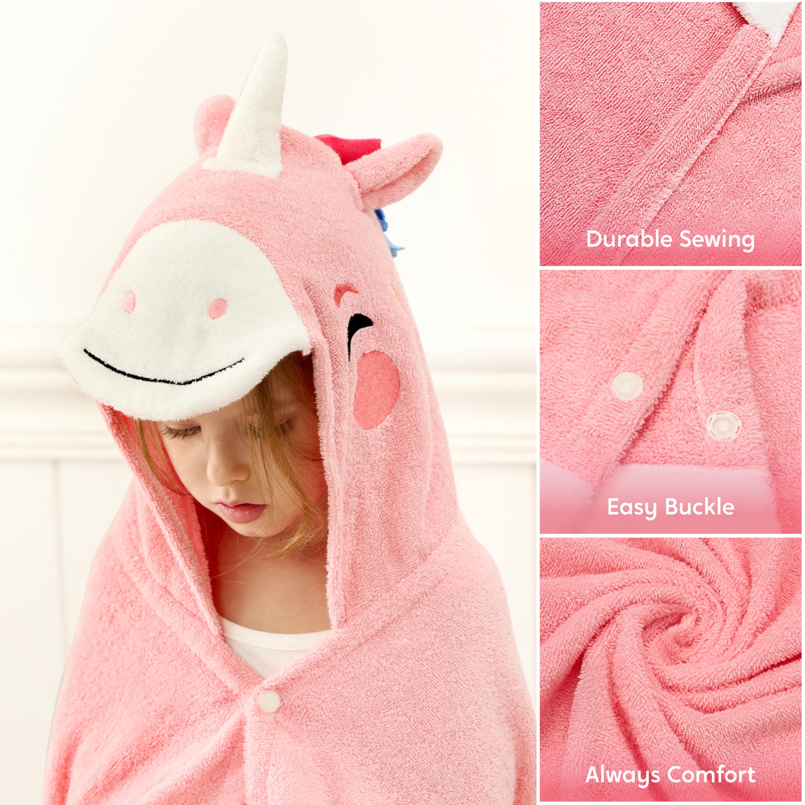 Foto 5 pulgar | Toalla Con Capucha Joiedomi Unicorn Para Niños De 3 A 10 Años, Algodón Suave - Venta Internacional.