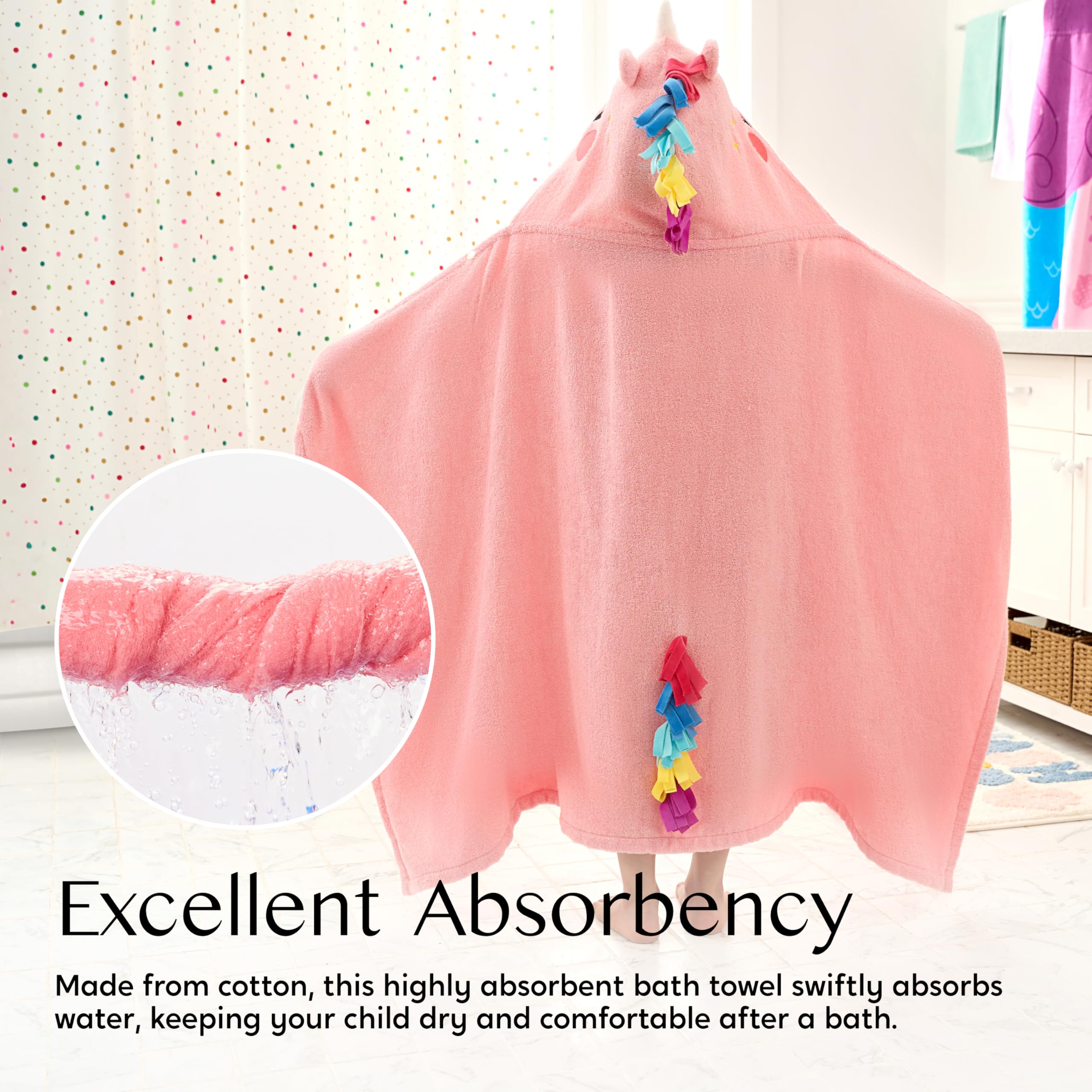 Foto 5 | Toalla Con Capucha Joiedomi Unicorn Para Niños De 3 A 10 Años, Algodón Suave - Venta Internacional.