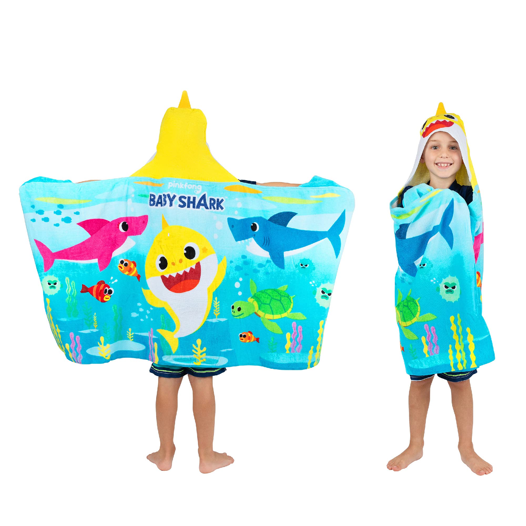 Toalla Con Capucha Franco Baby Shark Supper Seas Para Niños De 3 A 7 Años - Venta Internacional.