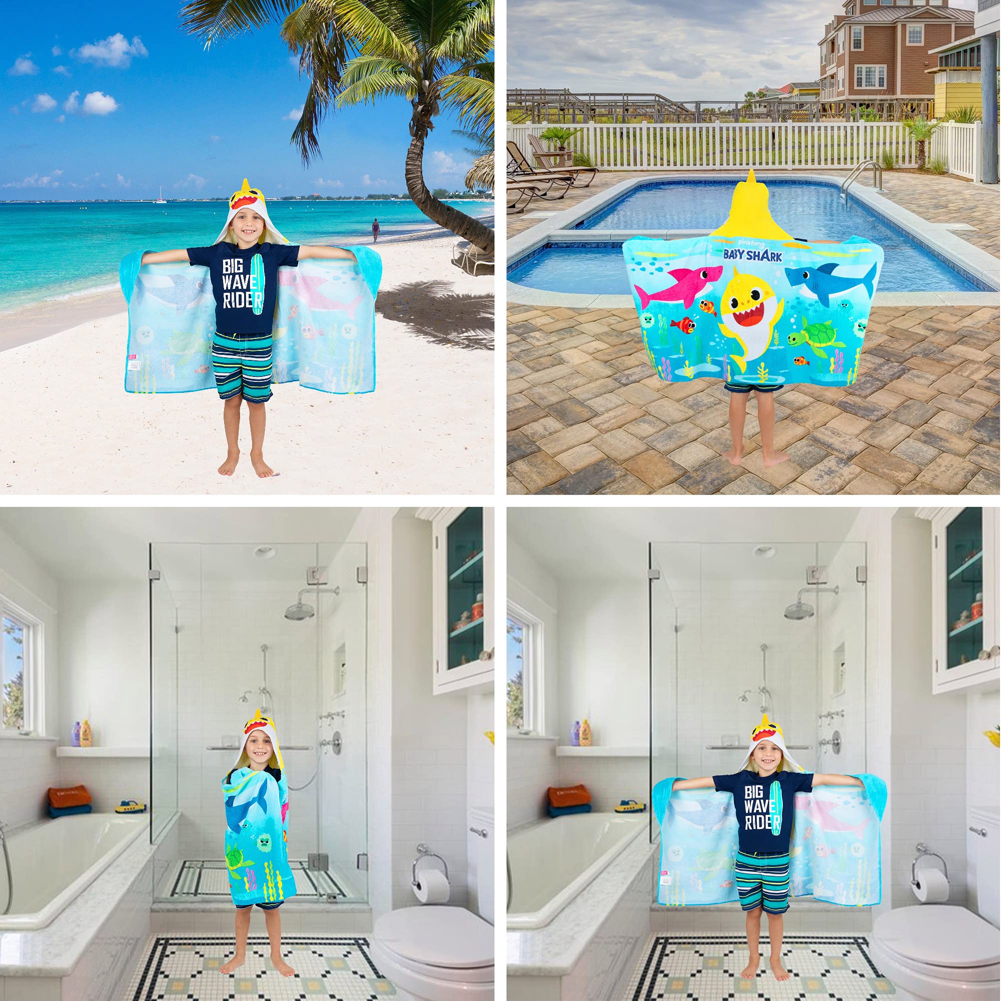 Foto 6 | Toalla Con Capucha Franco Baby Shark Supper Seas Para Niños De 3 A 7 Años - Venta Internacional.