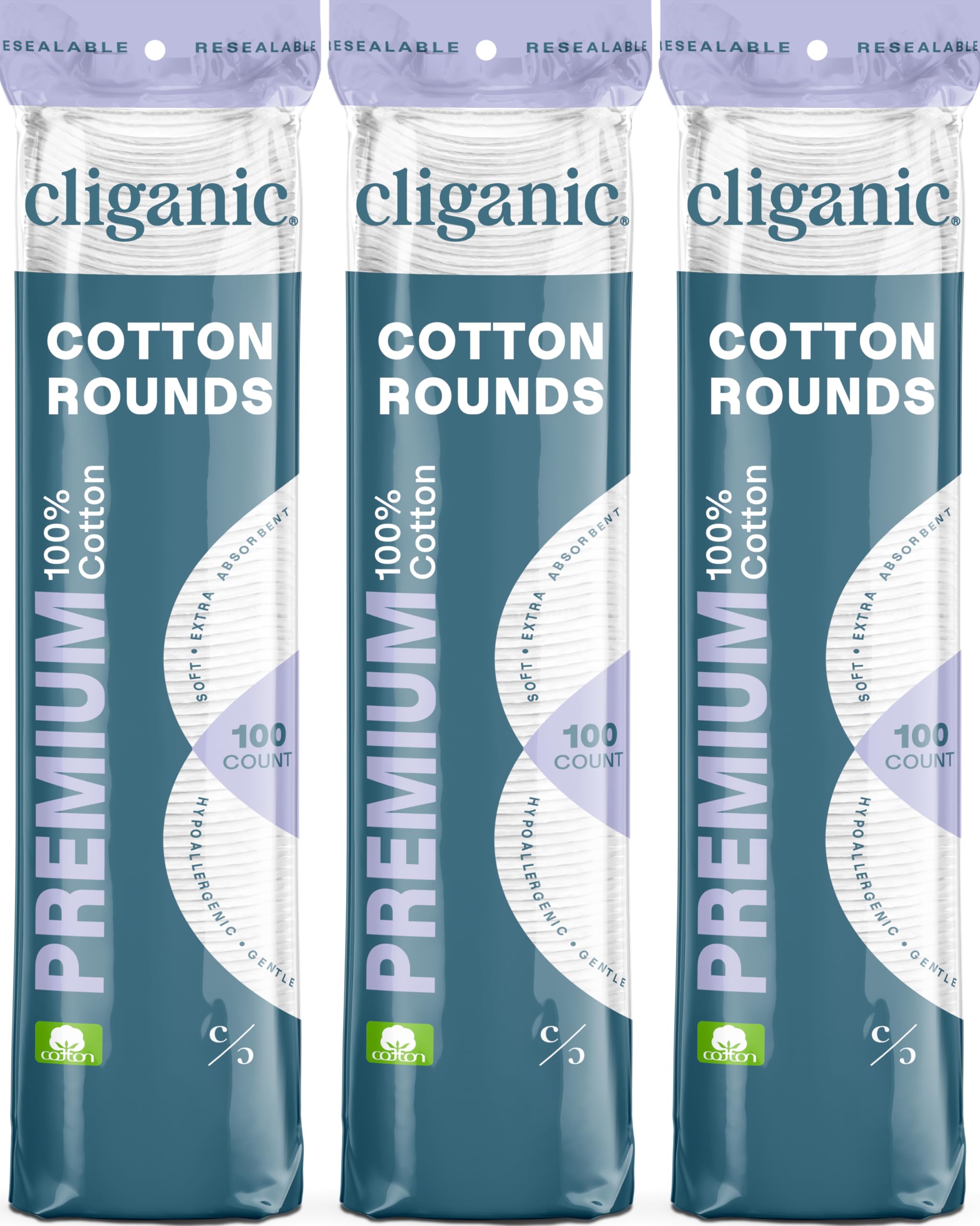 Foto 2 pulgar | Cotton Rounds Cliganic Premium, 100% Algodón Puro (300 Unidades) - Venta Internacional.