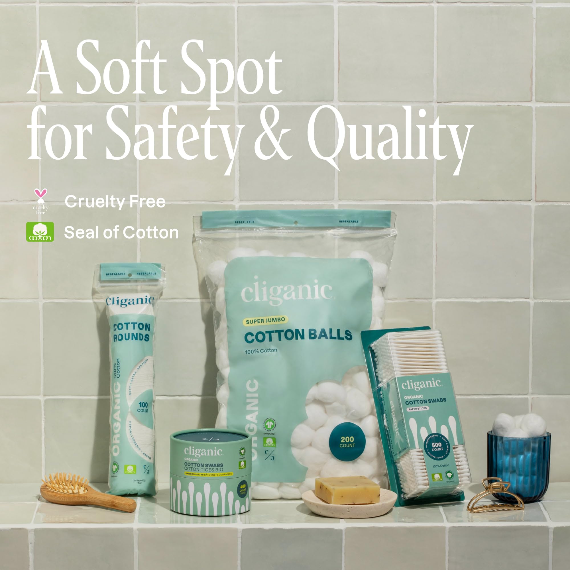 Foto 5 | Cotton Rounds Cliganic Premium, 100% Algodón Puro (300 Unidades) - Venta Internacional.