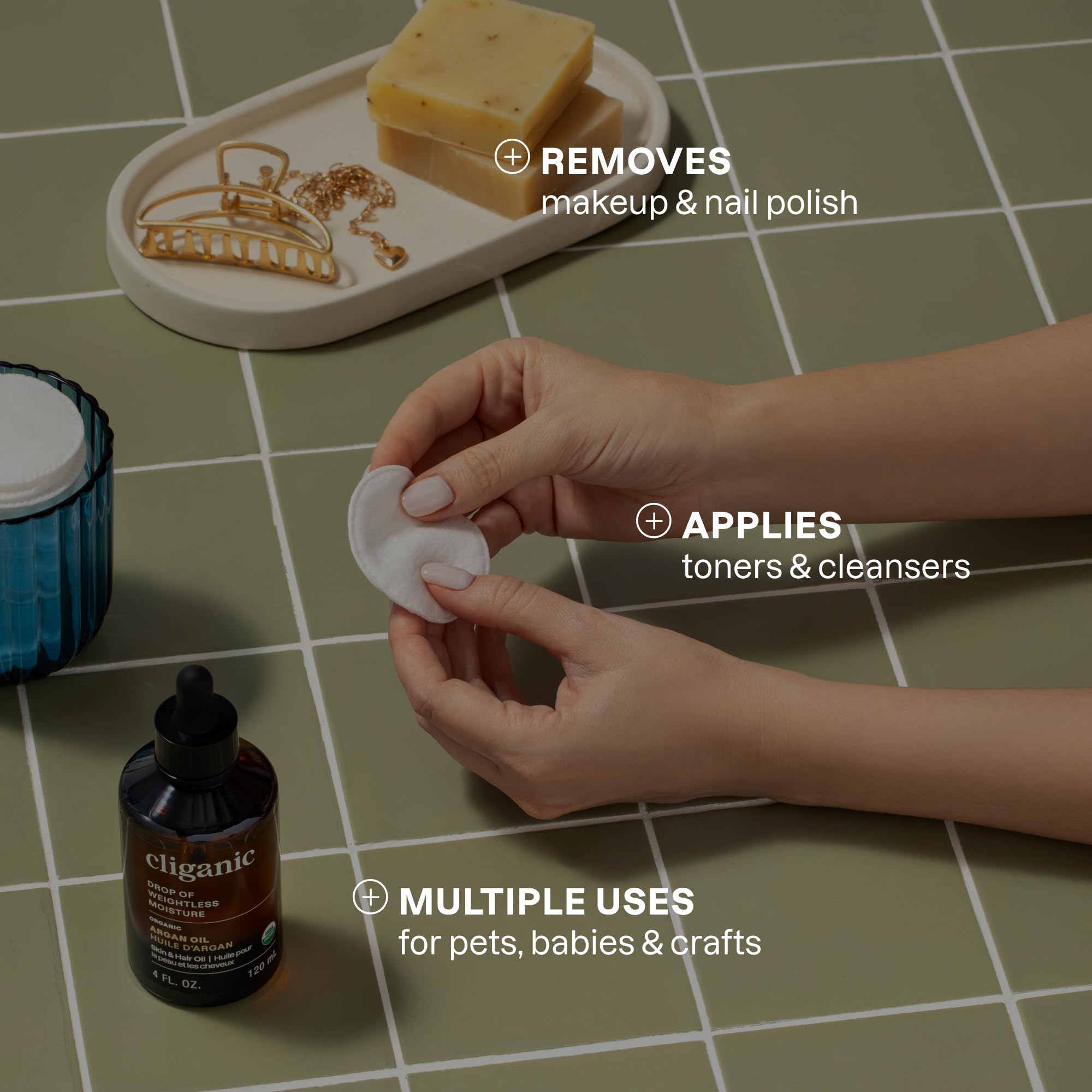 Foto 6 | Cotton Rounds Cliganic Premium, 100% Algodón Puro (300 Unidades) - Venta Internacional.