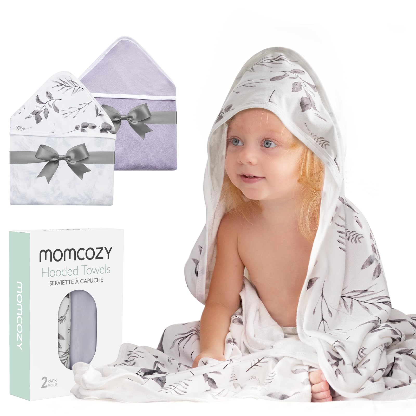 Baby Towel Momcozy, Paquete De 2 Unidades, Con Capucha Y Toalla De Baño De Algodón, 35 X 35 Pulgadas - Venta Intern